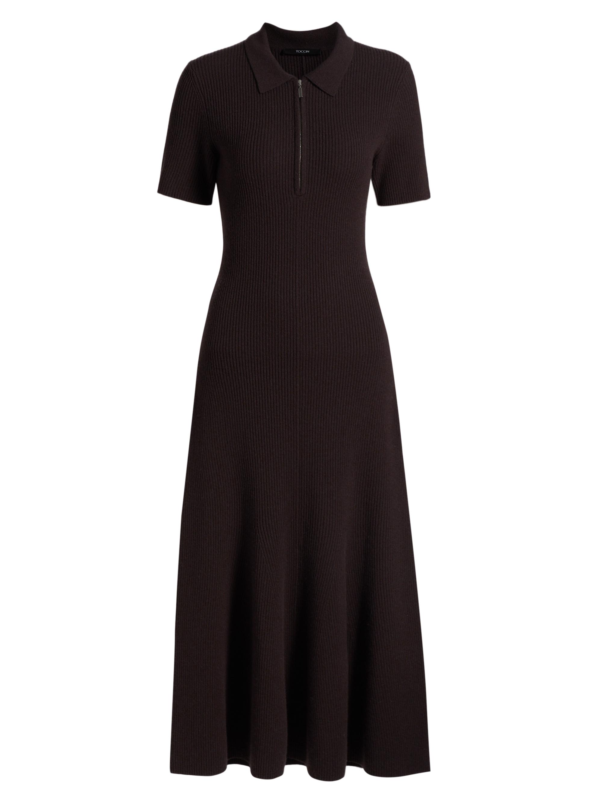 Toccin Women's Taylor Wool-Cashmere Polo Dress - Espresso