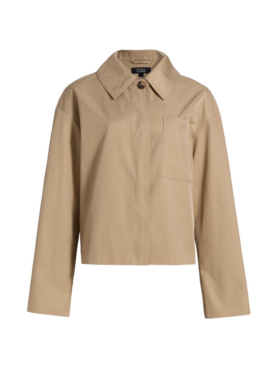 If Only Studio Women's Cotton-blend Dropped-shoulder Rain Jacket In Brown