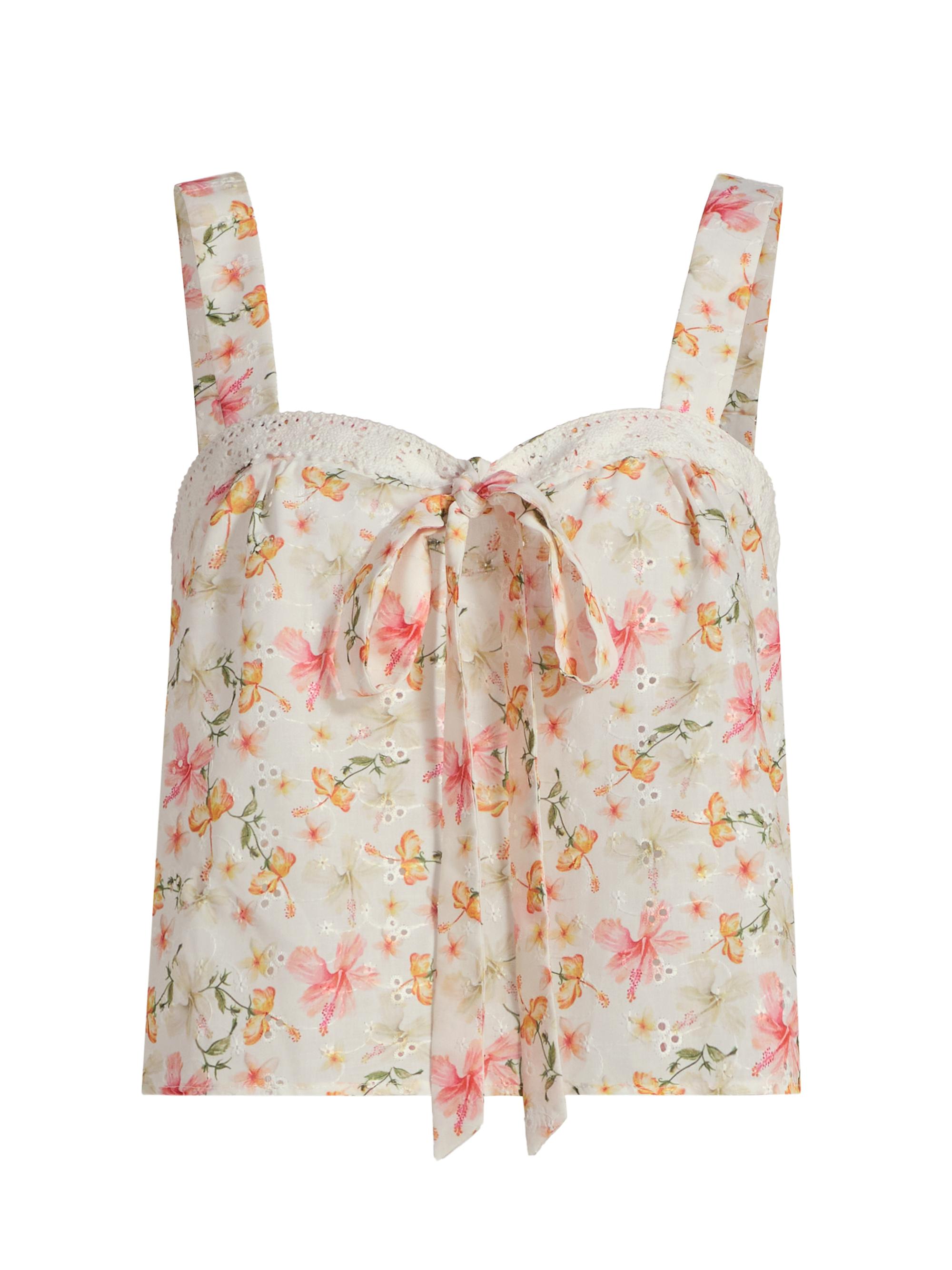 If Only Studio Women's Floral Cami Top - Ecru Multi