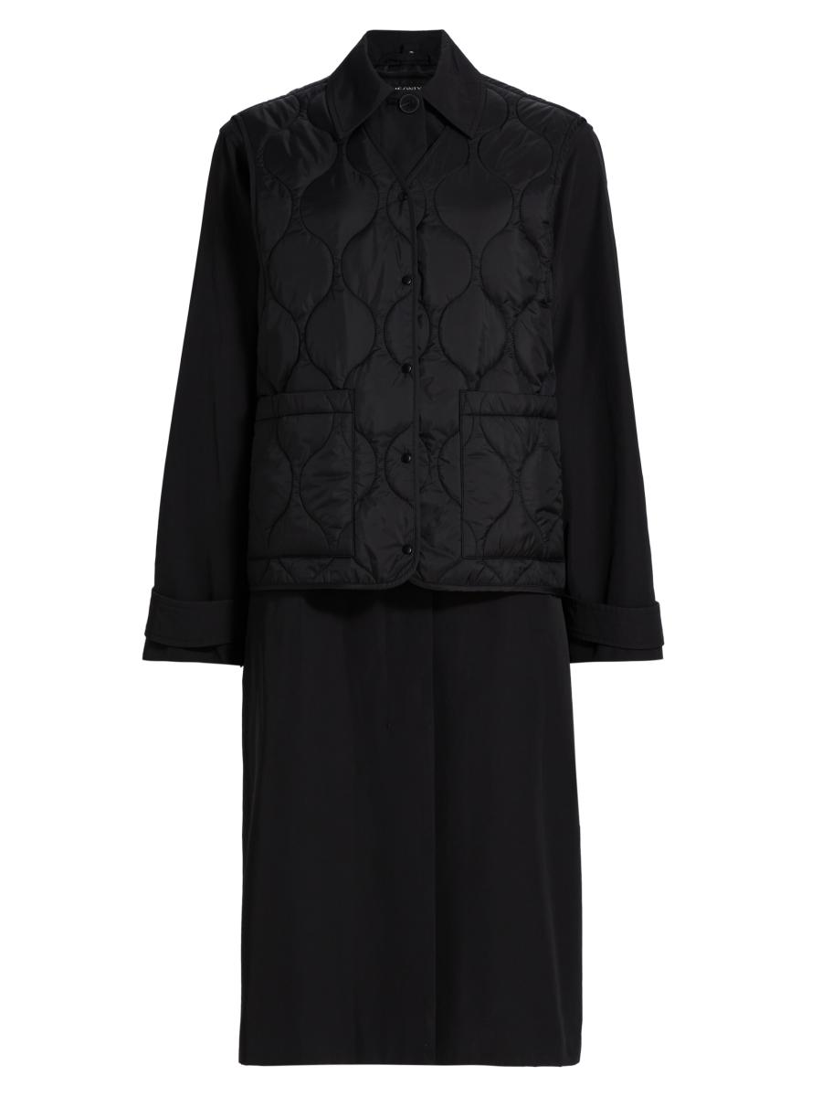 If Only Studio Women's 2-piece Trench Coat & Puffer Vest Set In Black