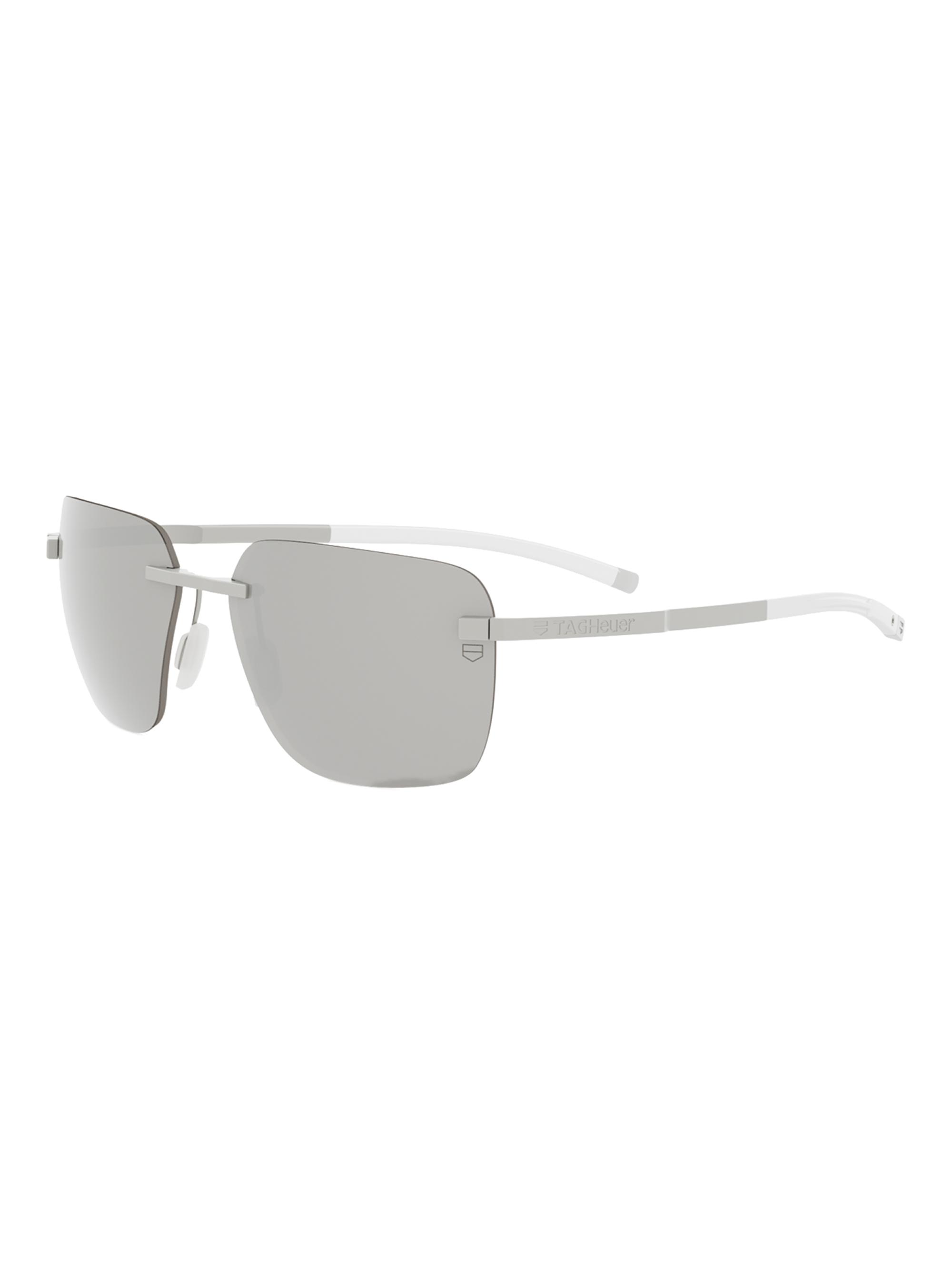 TAG Heuer Men's Flex 58MM Square Sunglasses - Shiny Palladium And Smoke Mirror