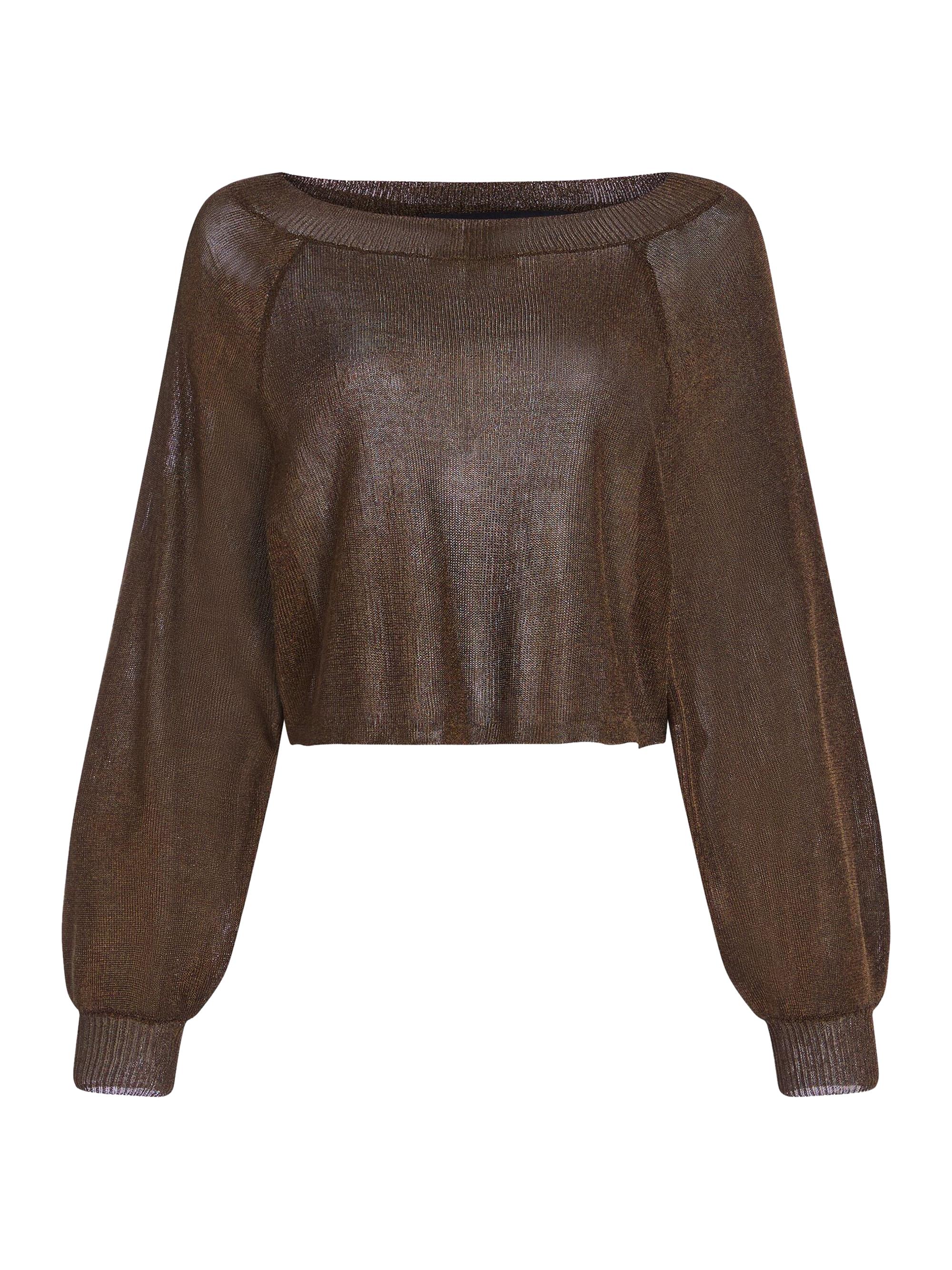 Ser.o.ya Women's Felicity Metallic Knit Top - Slate Brown