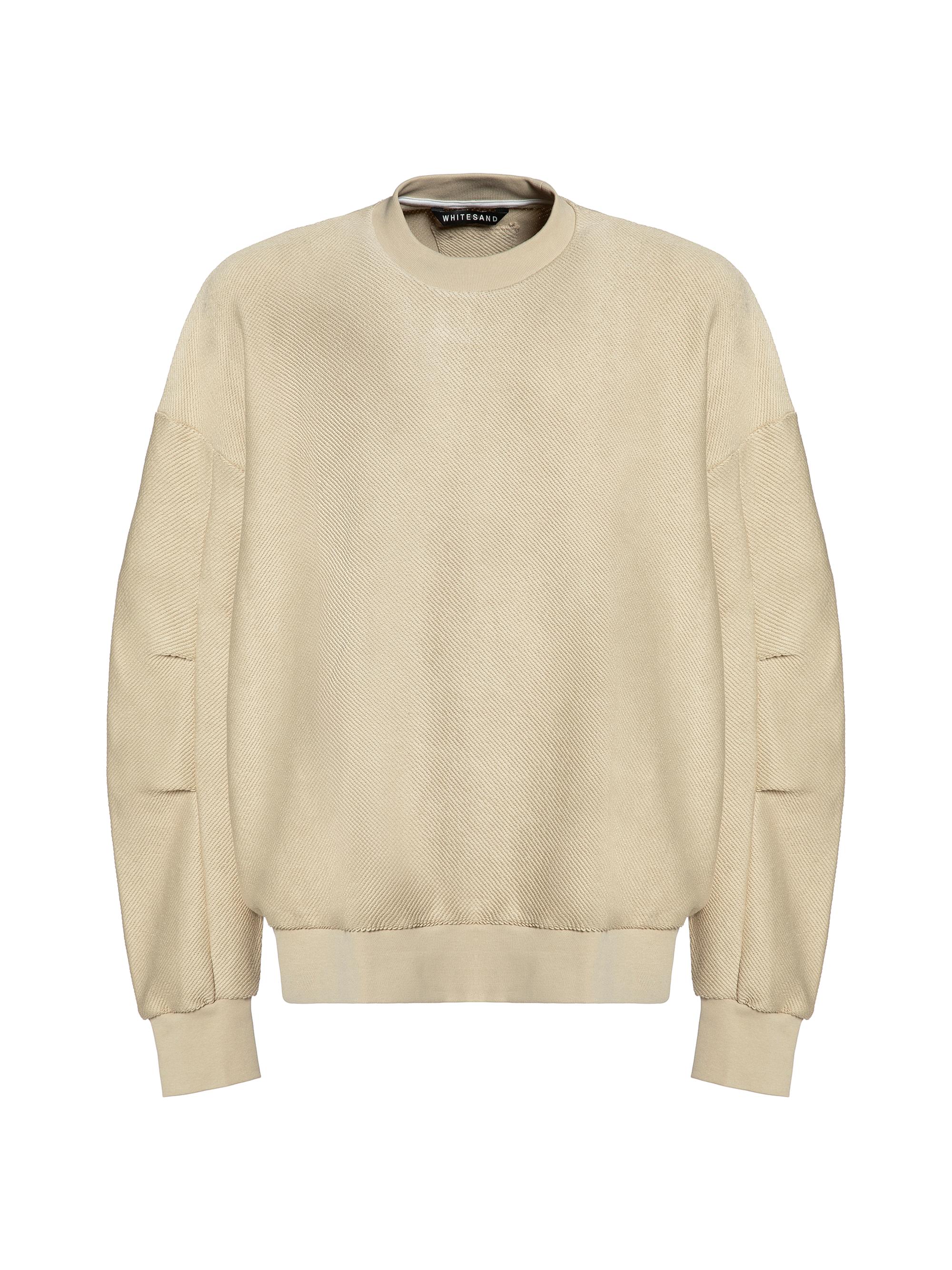 White Sand Men's Cord-Effect Cotton Crewneck Sweatshirt - Tan