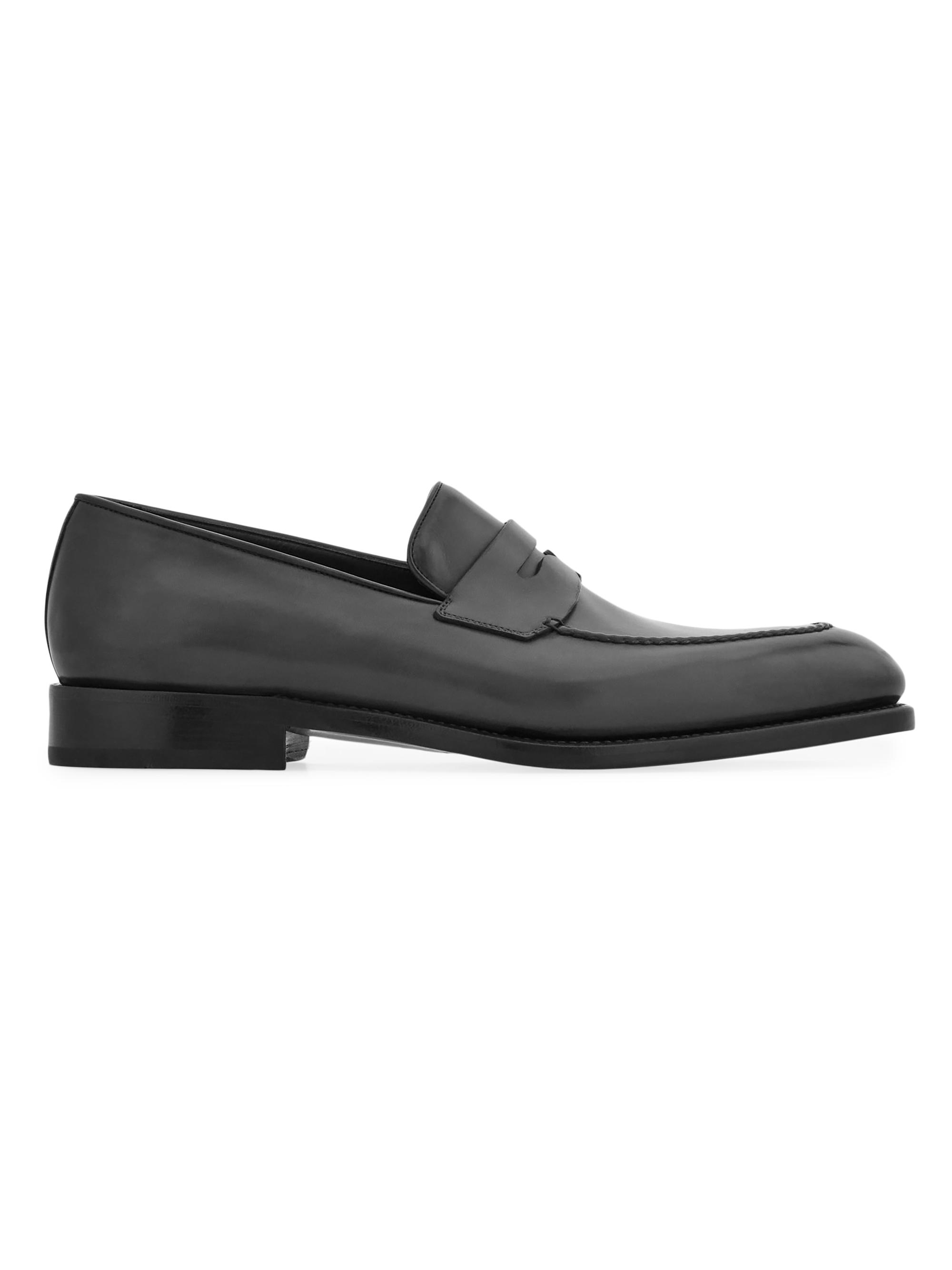 FERRAGAMO Men's Brandy Patent Leather Penny Loafers - Nero