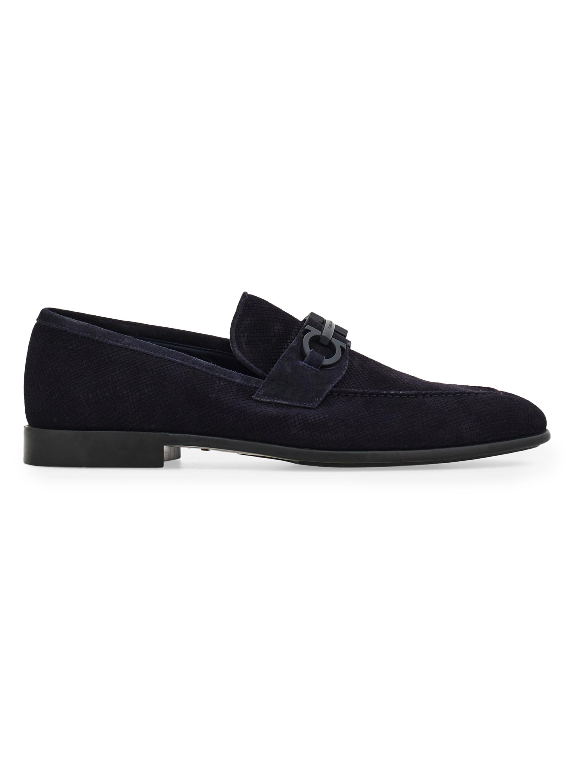 FERRAGAMO Men's Foster Suede Loafers - Navy