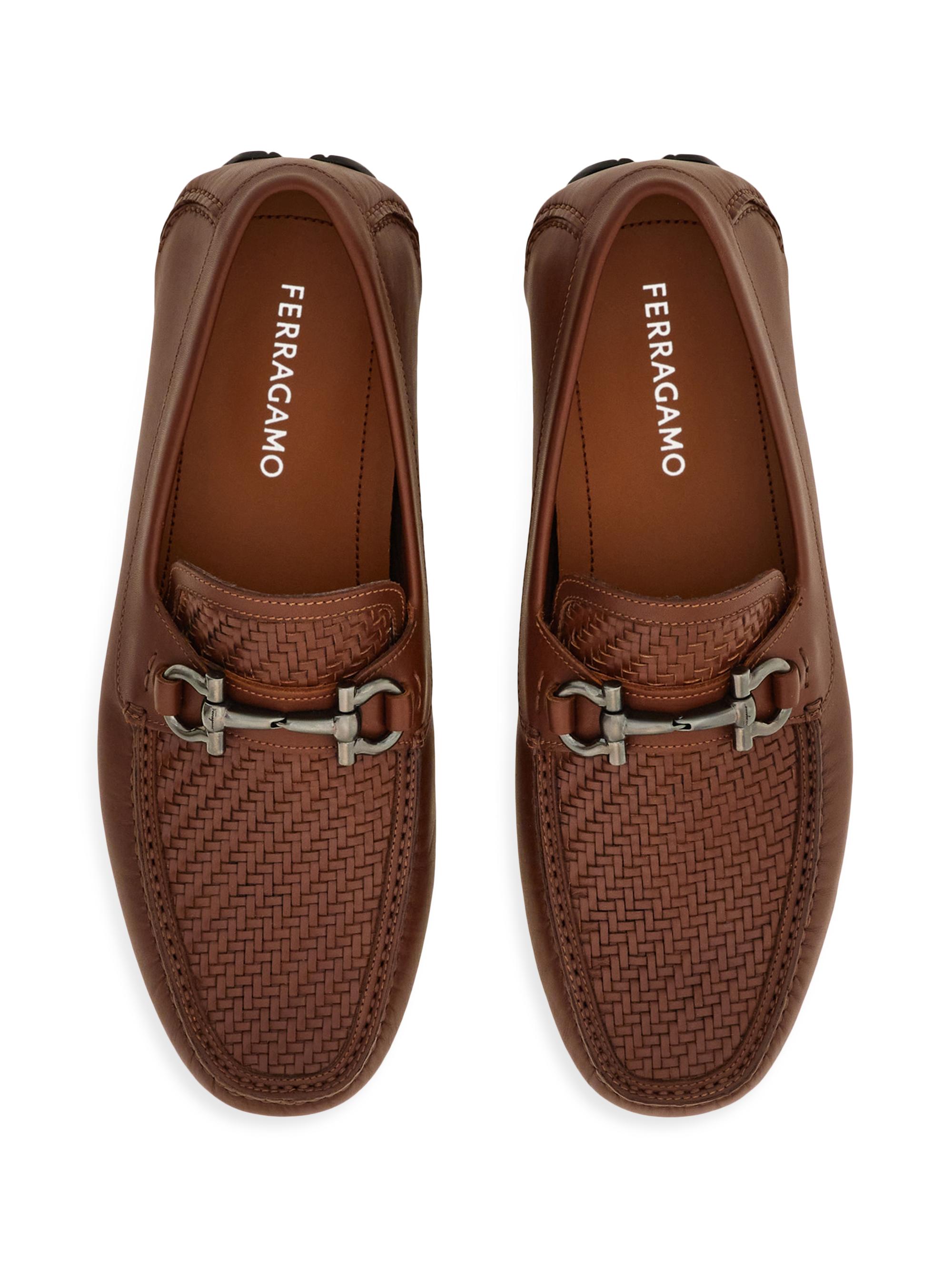 FERRAGAMO Parigi Woven Leather Driving Loafers | Saks Fifth Avenue