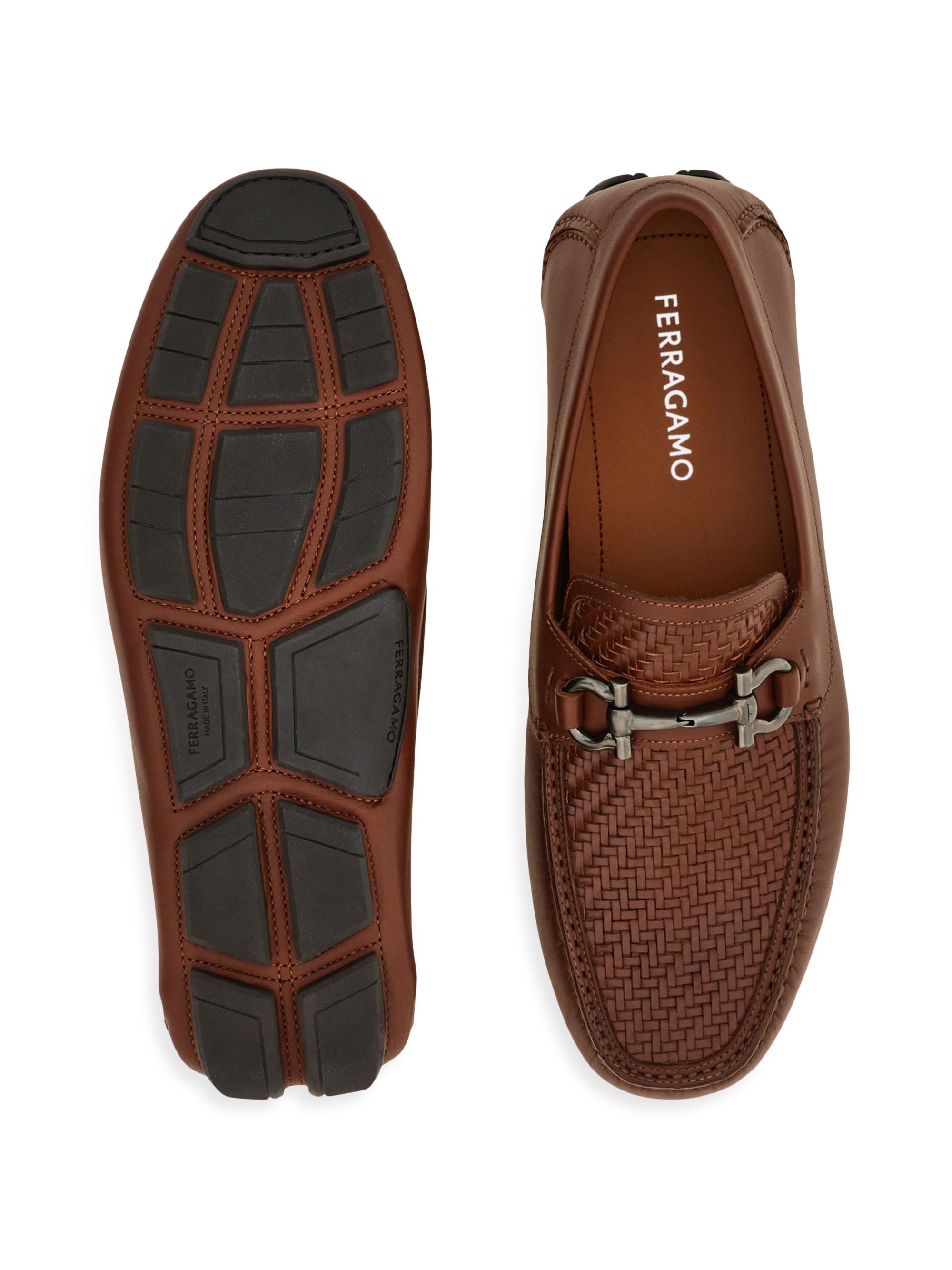 FERRAGAMO Parigi Woven Leather Driving Loafers | Saks Fifth Avenue