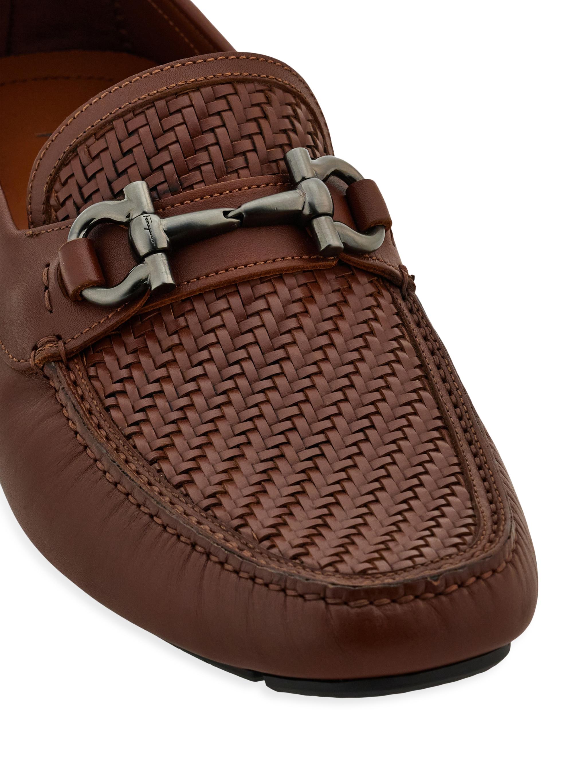 FERRAGAMO Parigi Woven Leather Driving Loafers | Saks Fifth Avenue