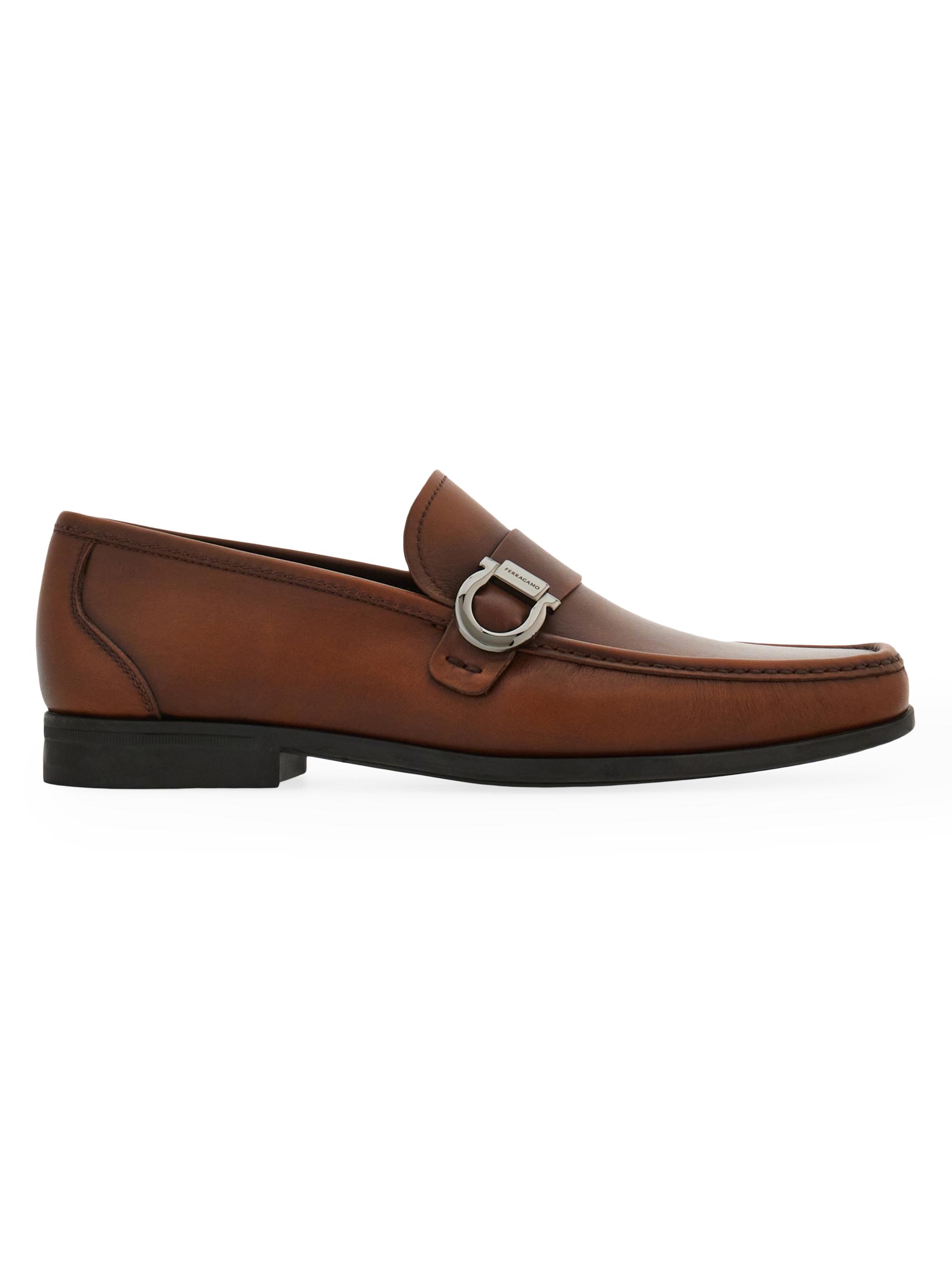 FERRAGAMO Men's Caspian Leather Loafers - Medium Brown