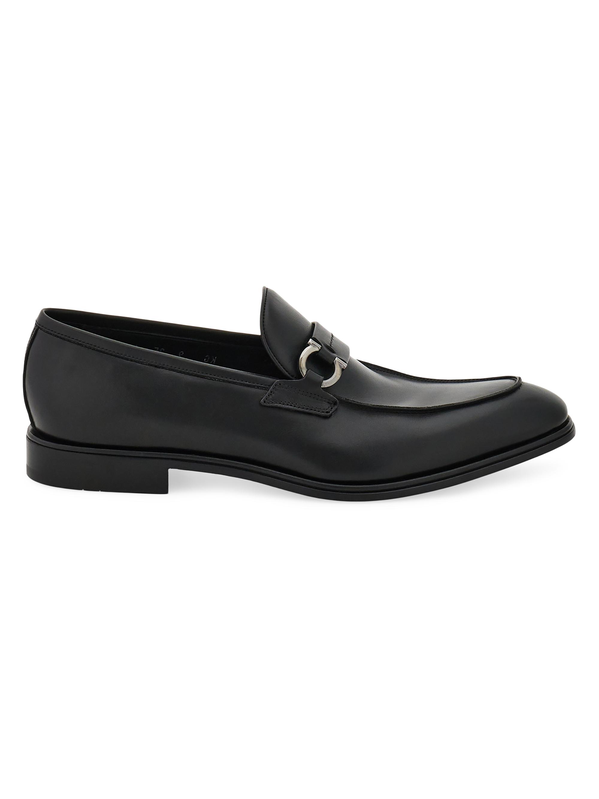 FERRAGAMO Men's Turner Gancini Leather Loafers - Black