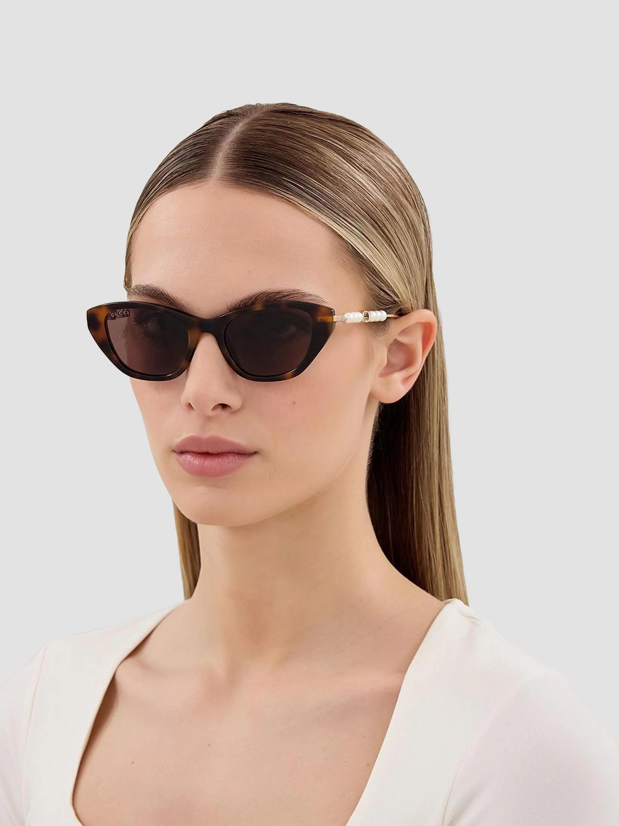 GUCCI Strassed 56MM Embellished Asymmetrical Cat Eye Sunglasses in Havana color 56mm Gradient Cat Eye Sunglasses (Women) | Nordstrom main image 3
