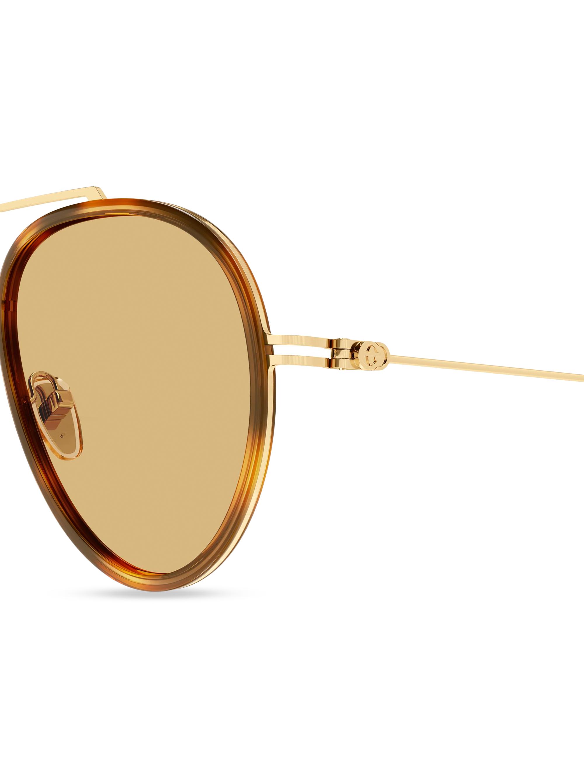 NWT Gucci Round Aviator Sunglasses Gucci Acetate And Gold Metal Round Aviator Sunglasses | eBay main image 2