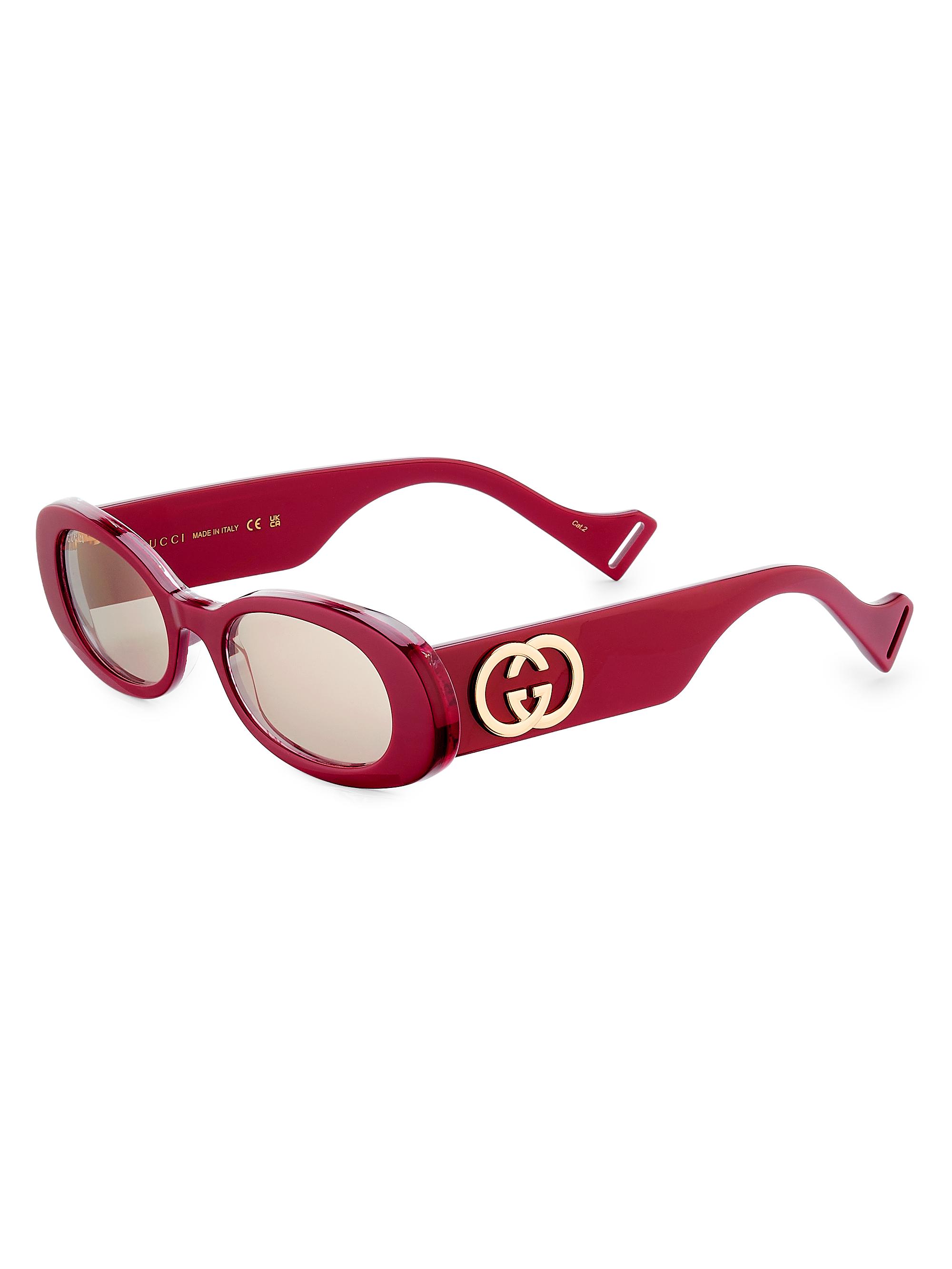 Gucci Women's Fluo 52MM Oval Sunglasses - Burgundy