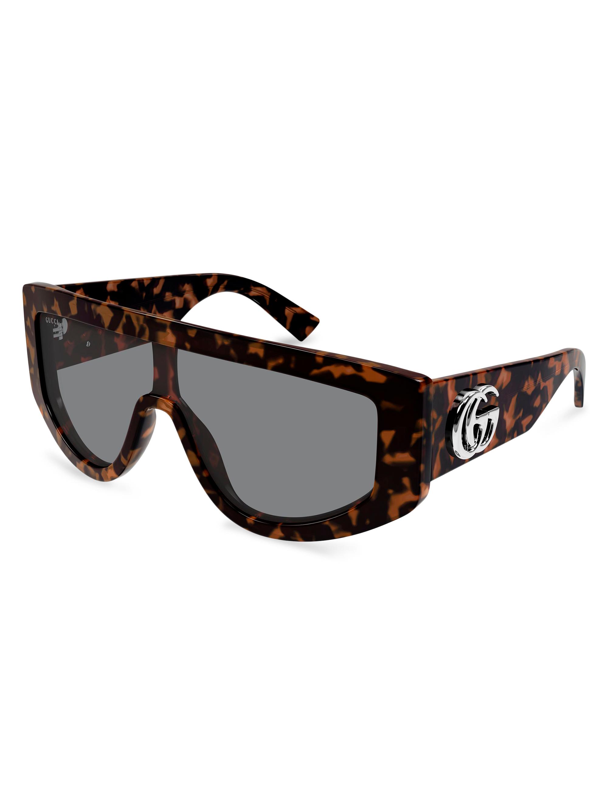 Gucci Women's GG Extruded 99MM Mask Sunglasses - Havana