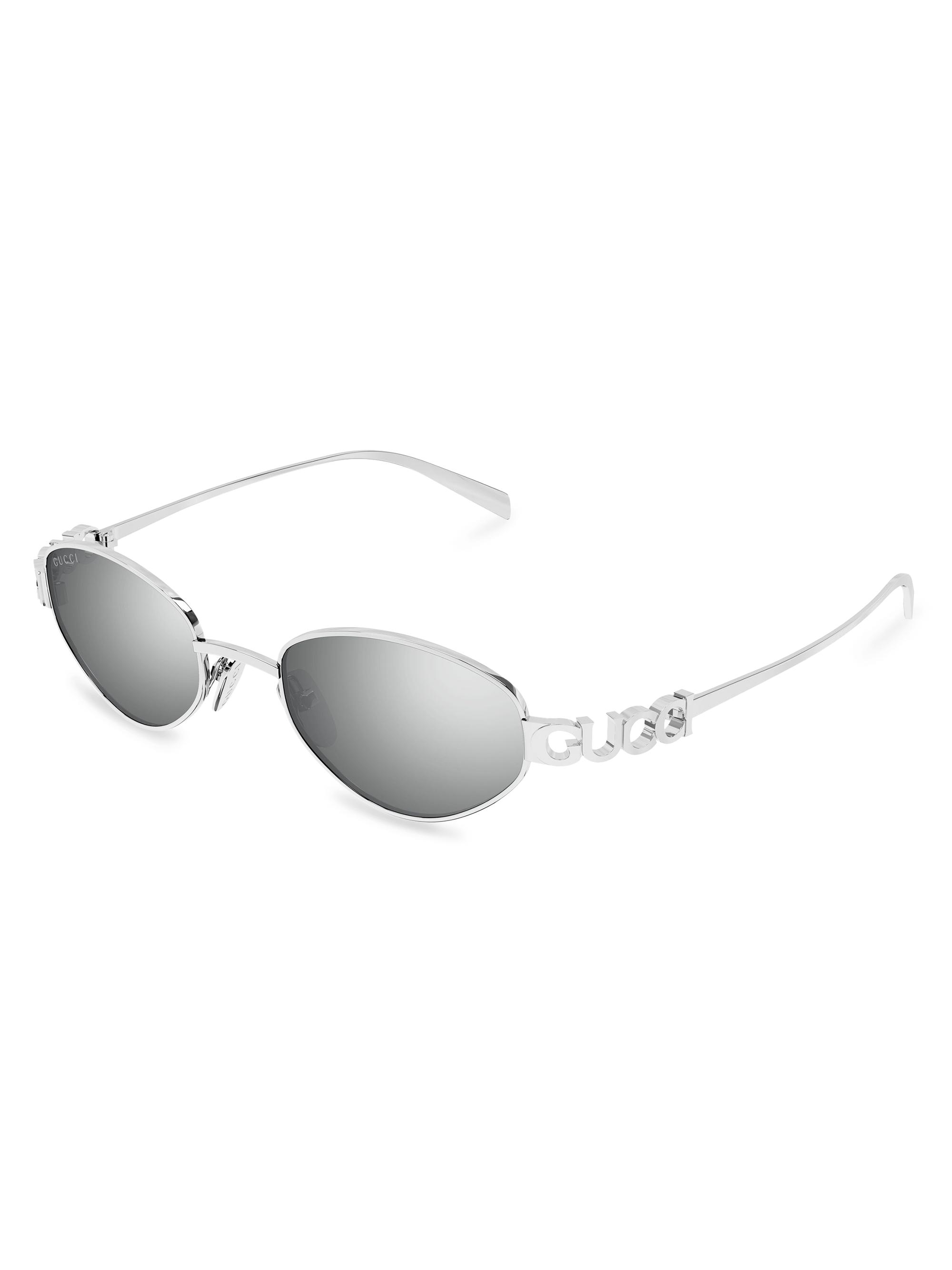 Gucci Women's Block Bending 47MM Oval Sunglasses - Silver