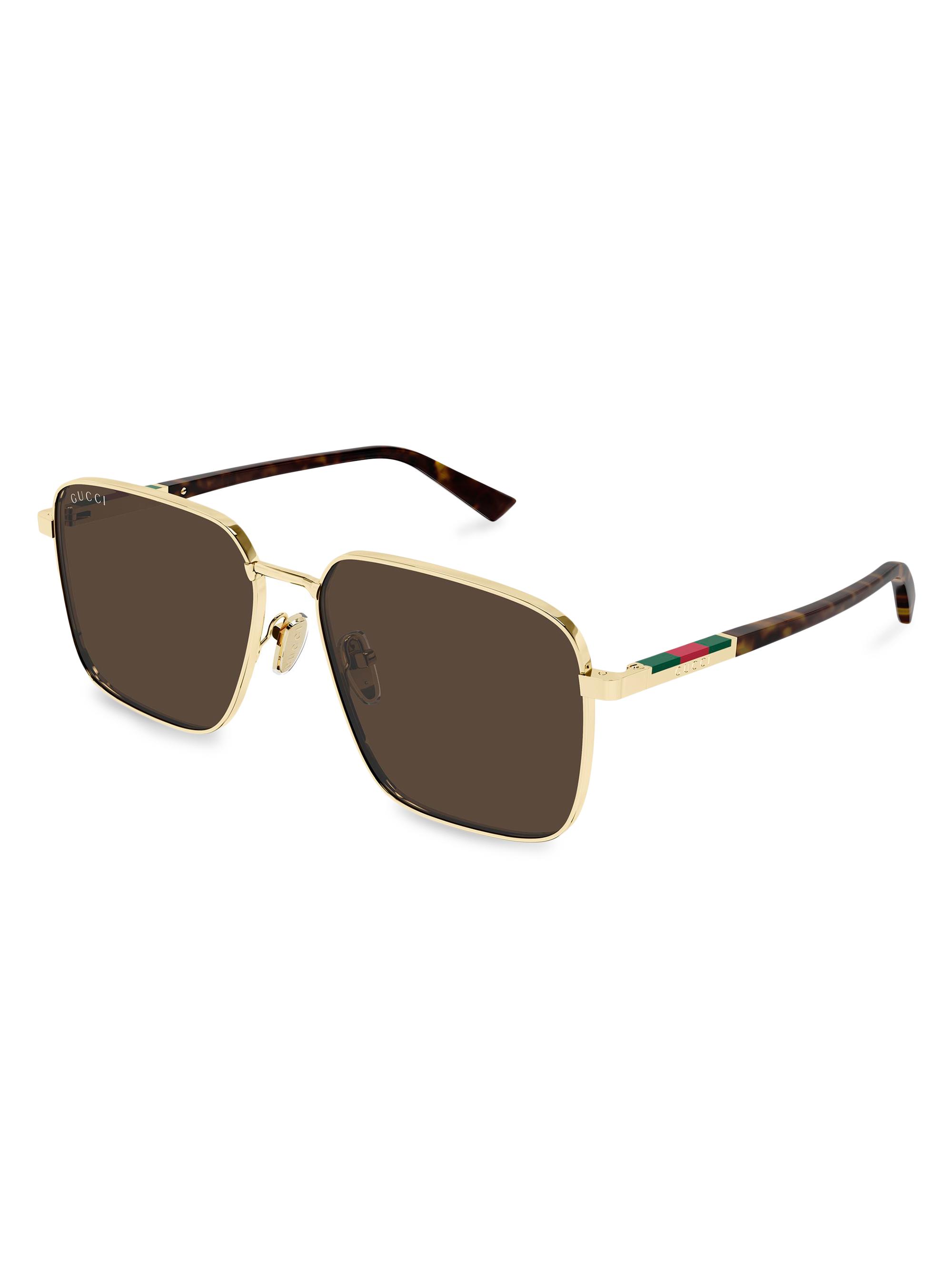Gucci Women's Subtle Web 60MM Square Sunglasses - Gold Brown