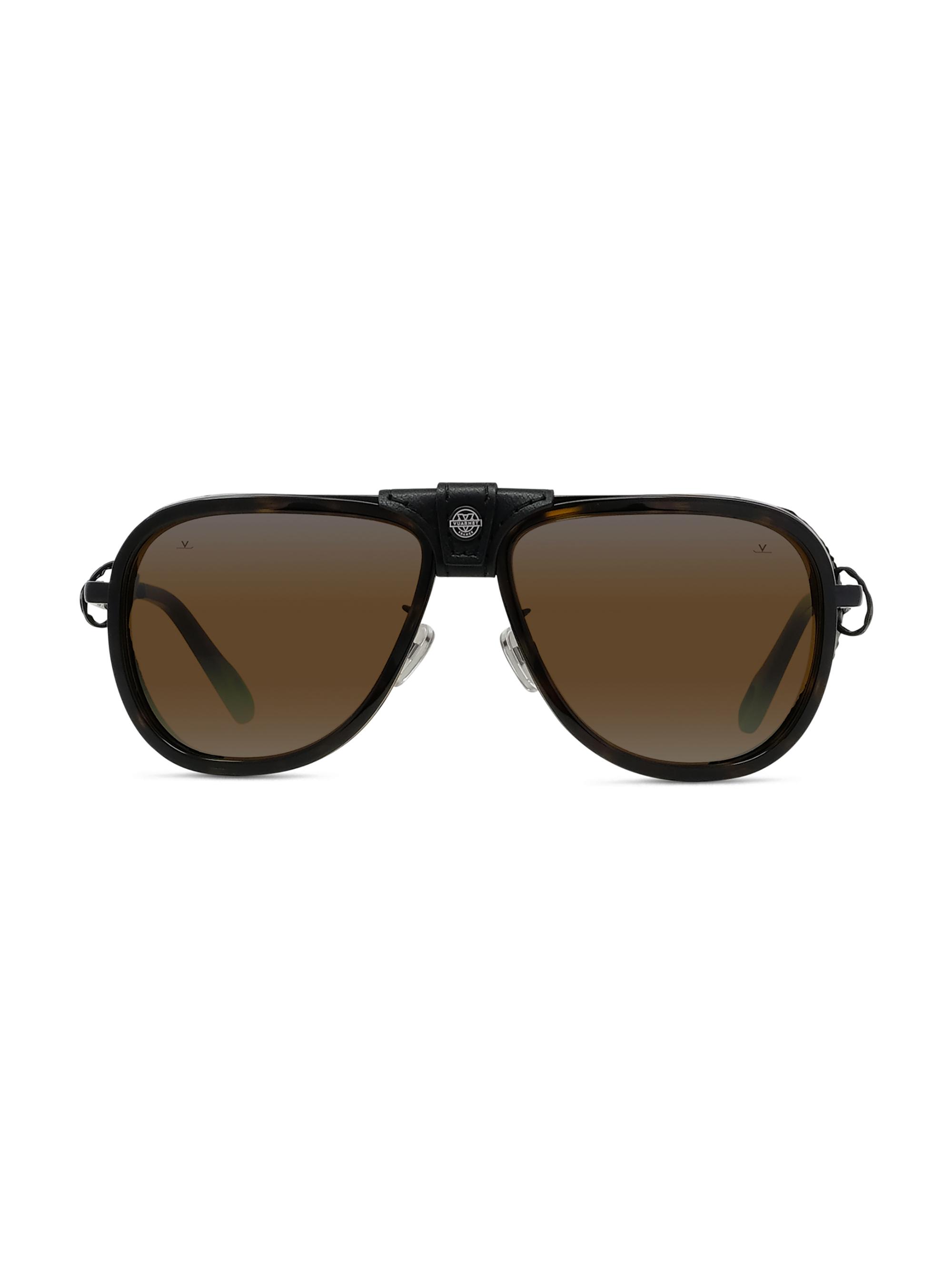 Vuarnet Men's Atelier Glacier Pilot Sunglasses - Dark Havana And Brown Mirror