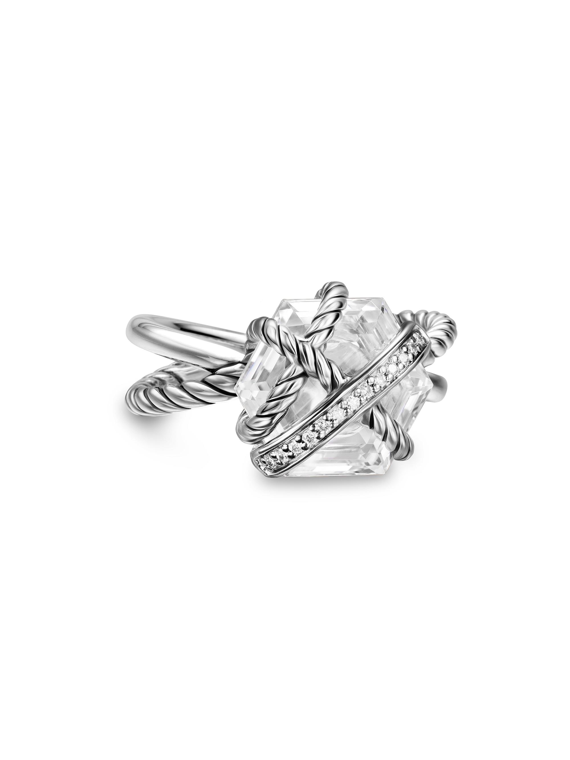 David Yurman Women's Cable Wrap Ring in Sterling Silver - Crystal