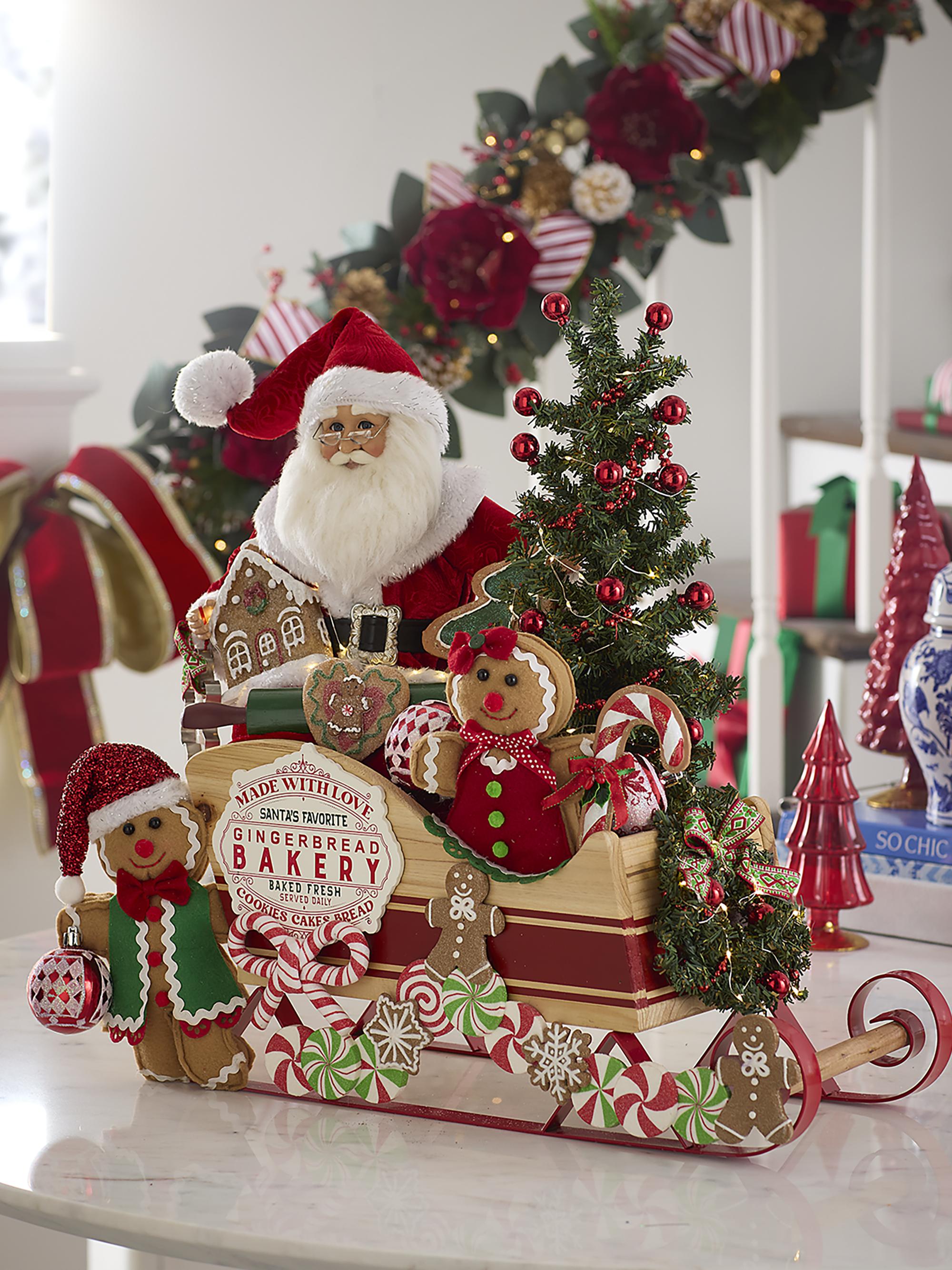 Karen Didion Fuax Fur-Trim Gingerbread Bakery Sleigh