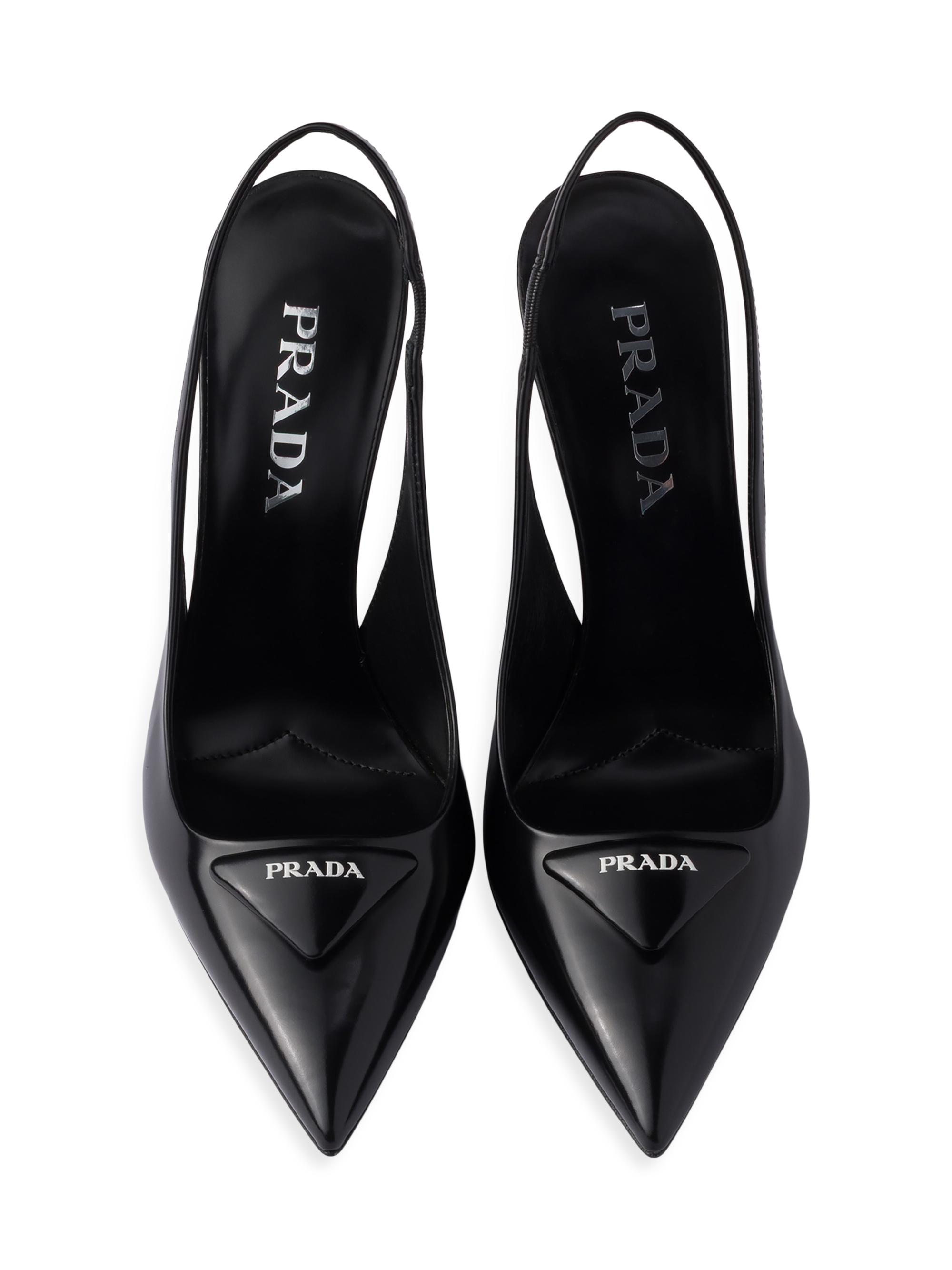 Prada Brushed Leather 100MM Slingback Pumps | Saks Fifth Avenue