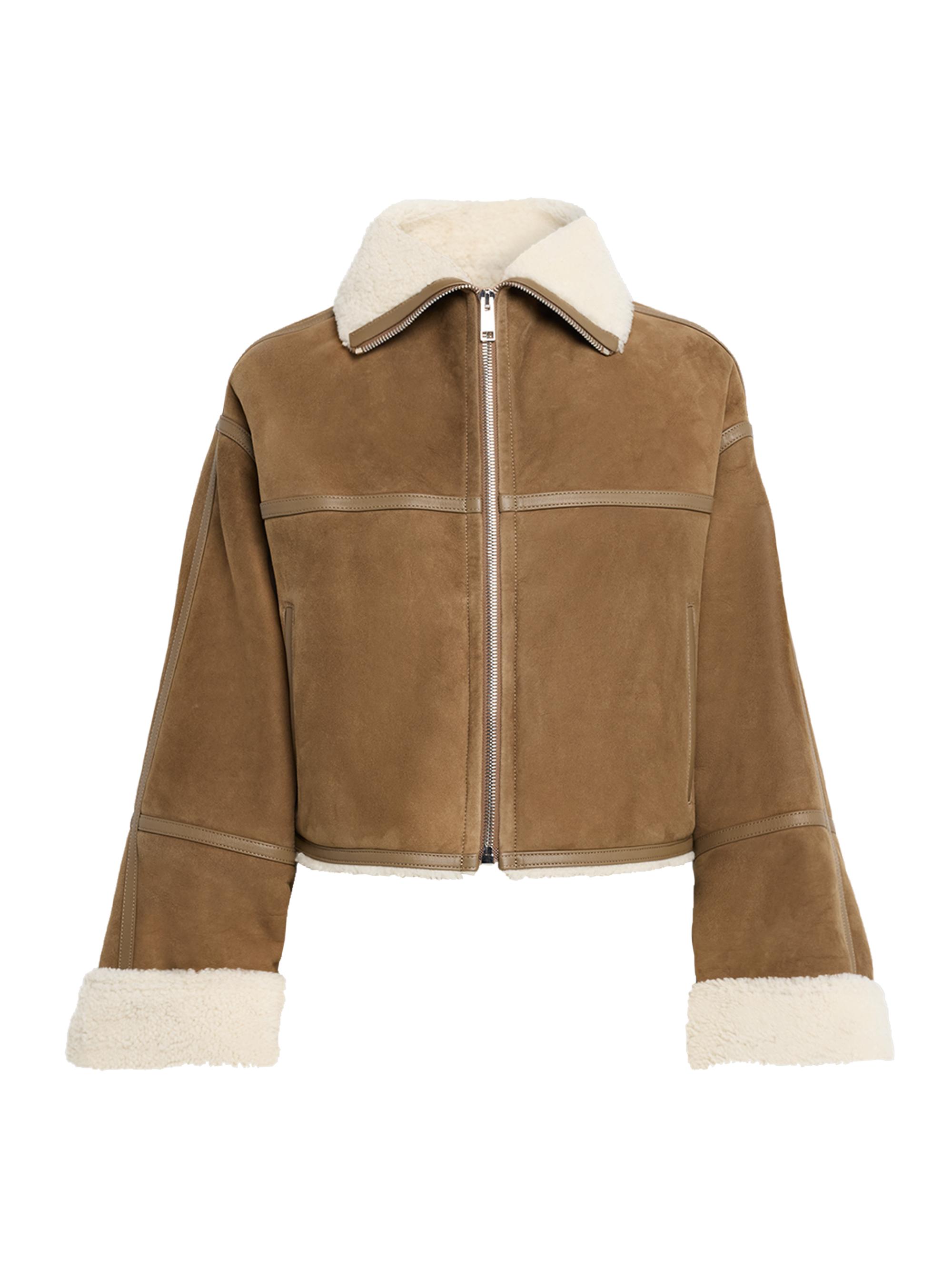 Yves Salomon Women's Veste Shearling Zip-Front Crop Jacket - Chouquette