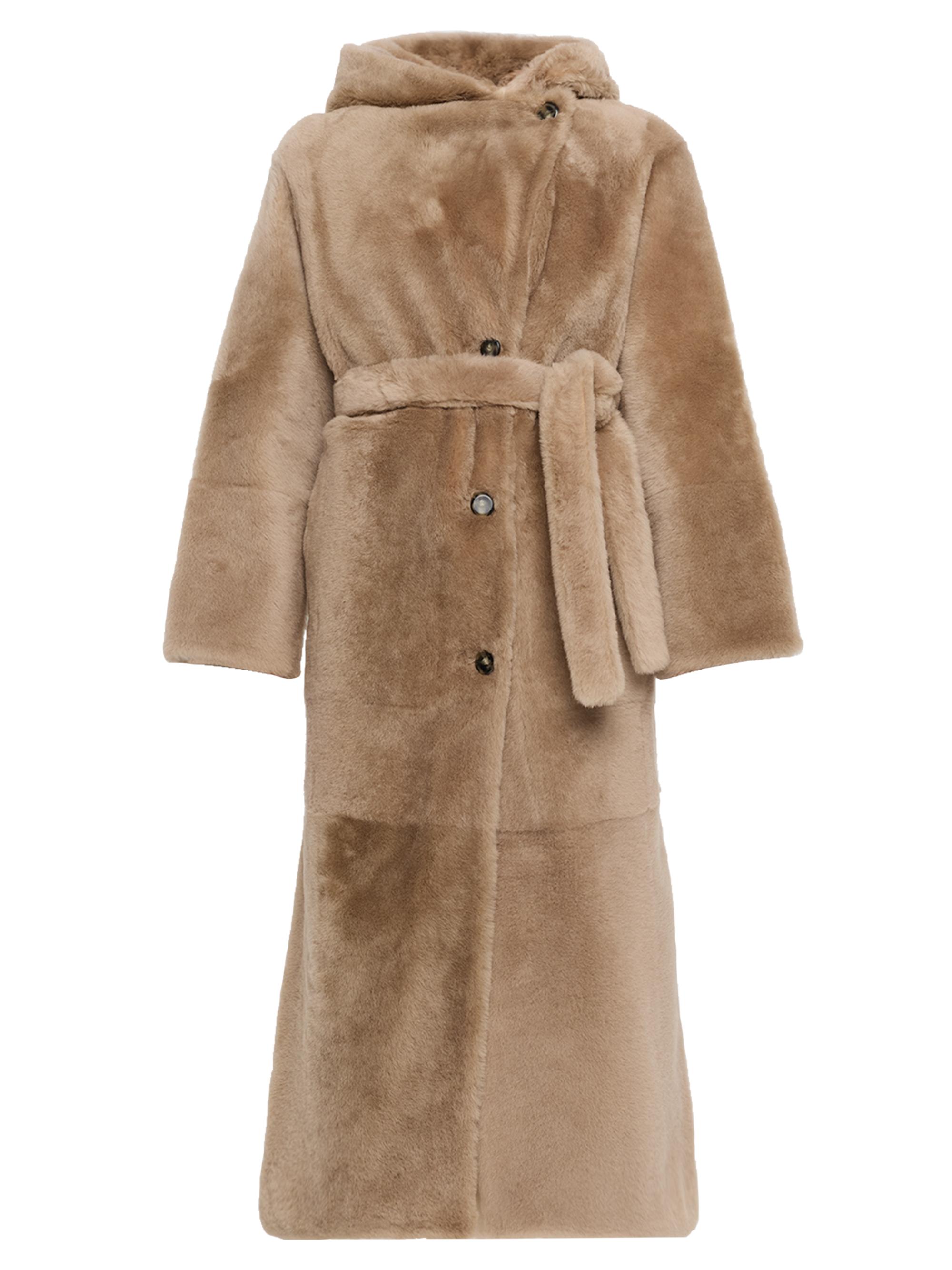 Yves Salomon Women's Manteau Shearling Hooded Coat - Sand Bay