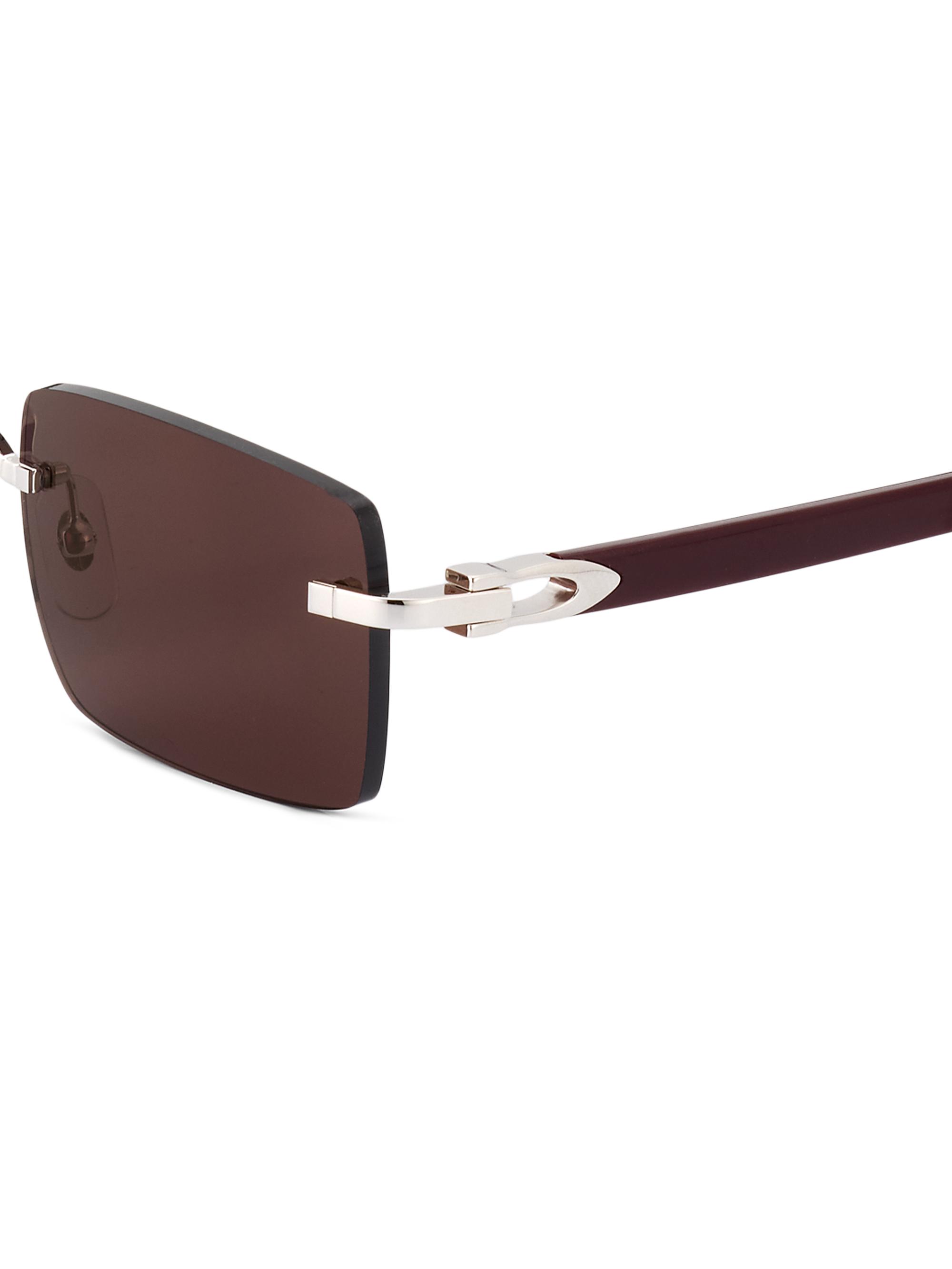 Cartier 55MM Rectangular Rimless Sunglasses | Saks Fifth Avenue