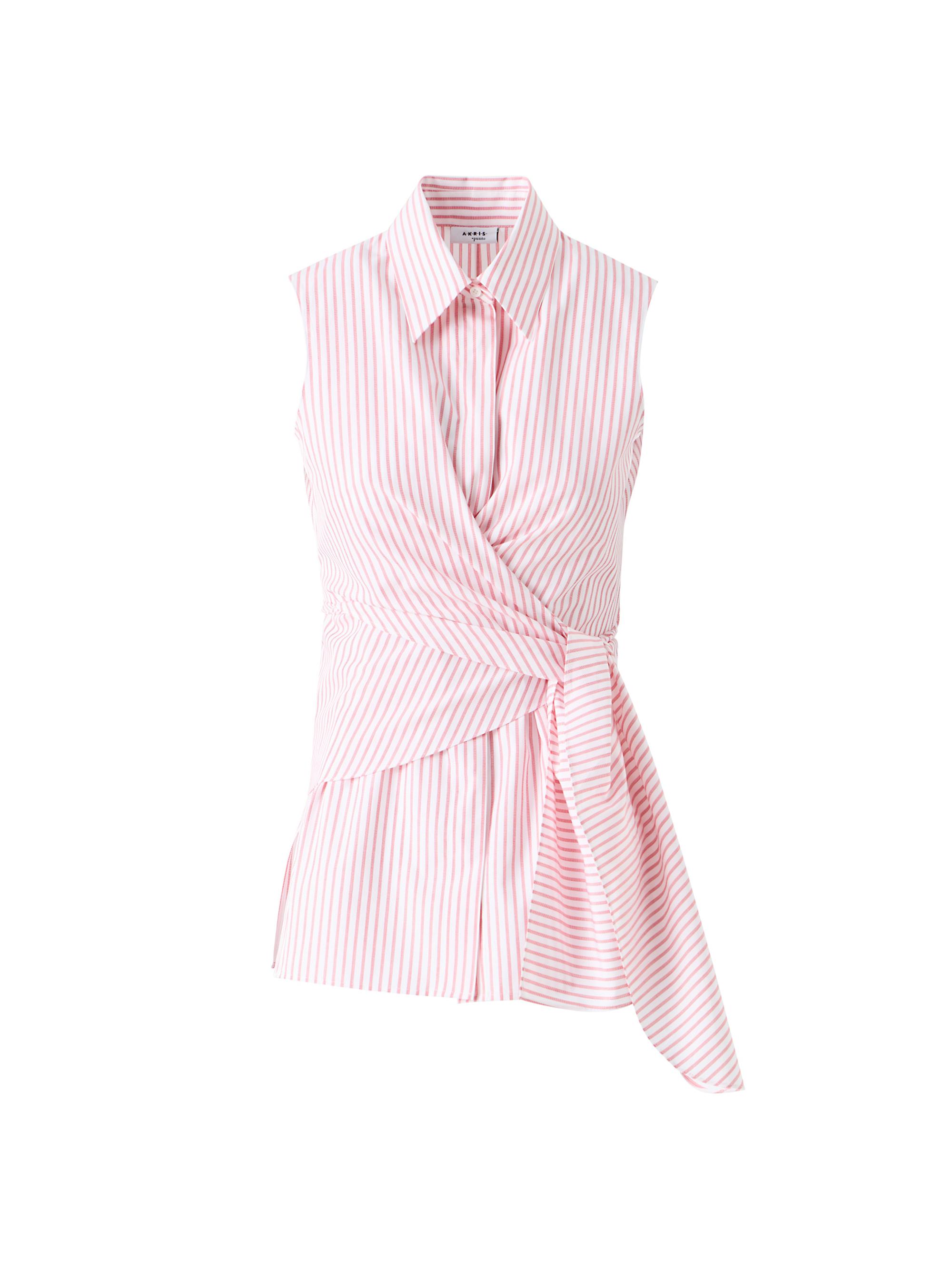 Akris punto Women's Striped Tie-Detail Cotton Poplin Top - Cream Rose