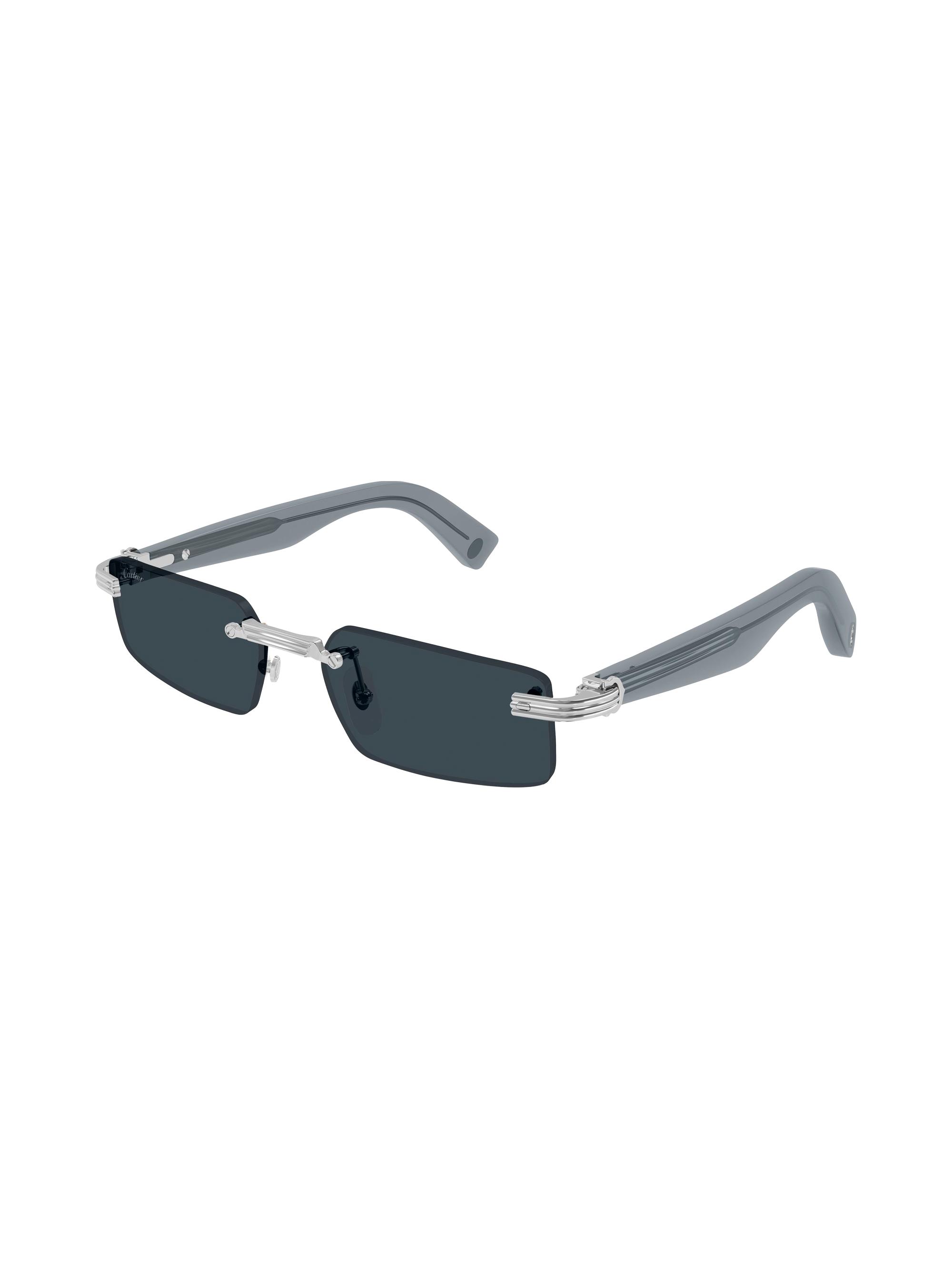 Cartier Men's Première De  55MM Rectangular Sunglasses - Silver Black
