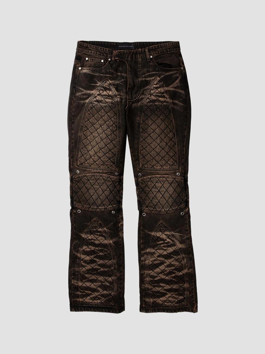 WHO DECIDES WAR Moto Quilted Straight Jeans | Saks Fifth Avenue