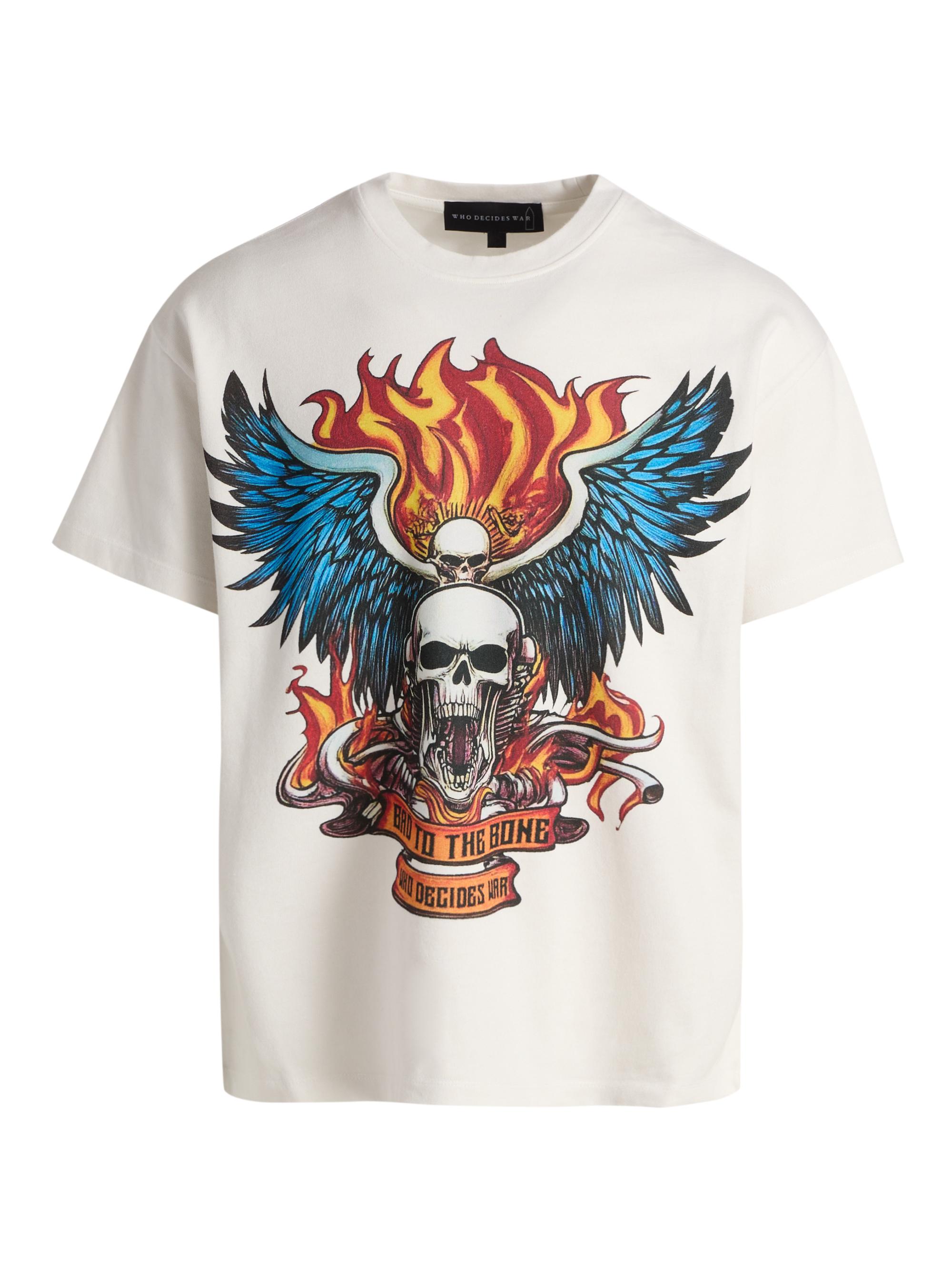 Who Decides War Men's Bad to the Bone Jersey Crewneck T-shirt - Cloud