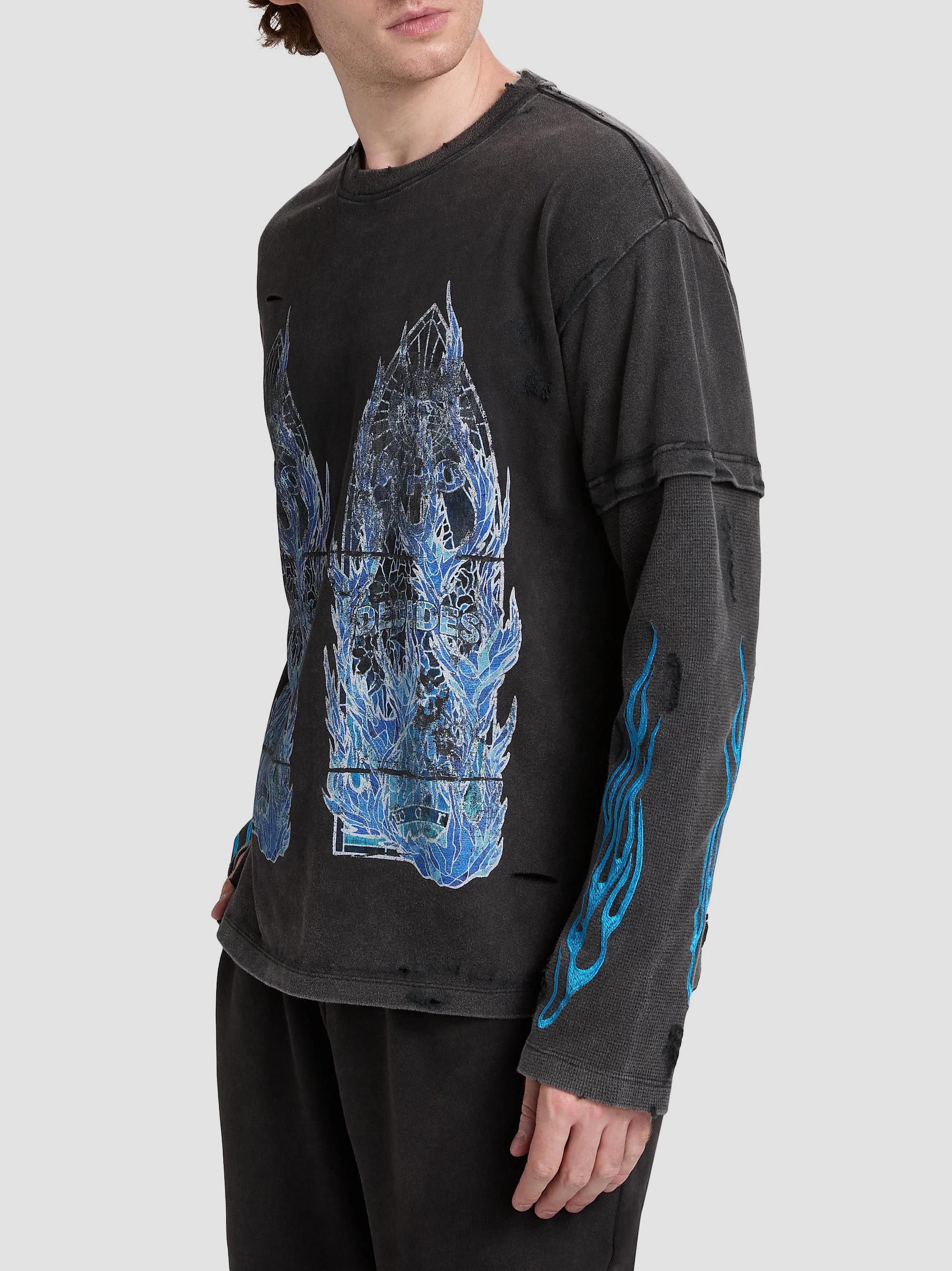 WHO DECIDES WAR Flame Glass Layered Long-Sleeve Jersey T-Shirt