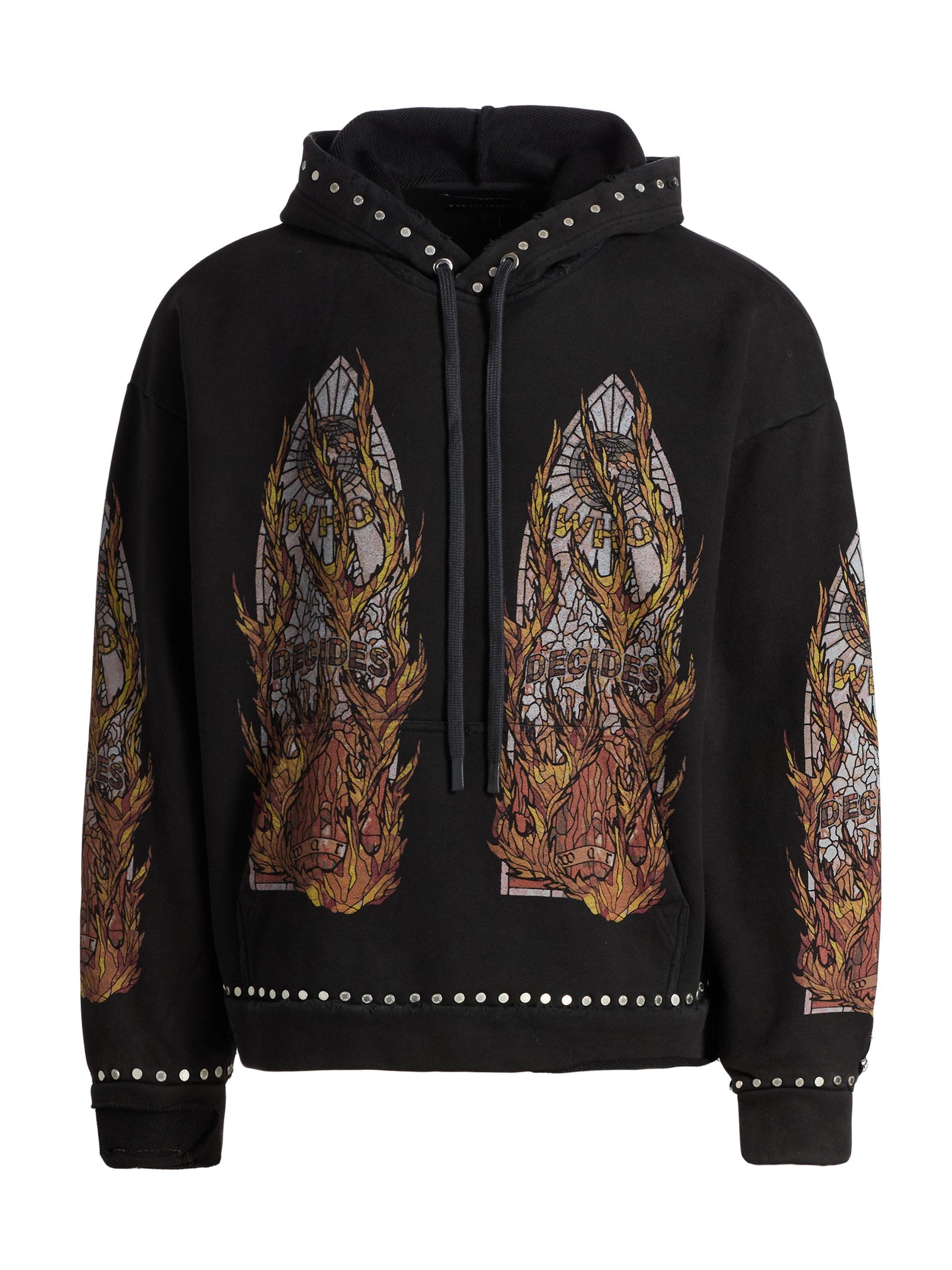 Who Decides War Men's Stained-Glass Studded Cotton Hoodie - Coal