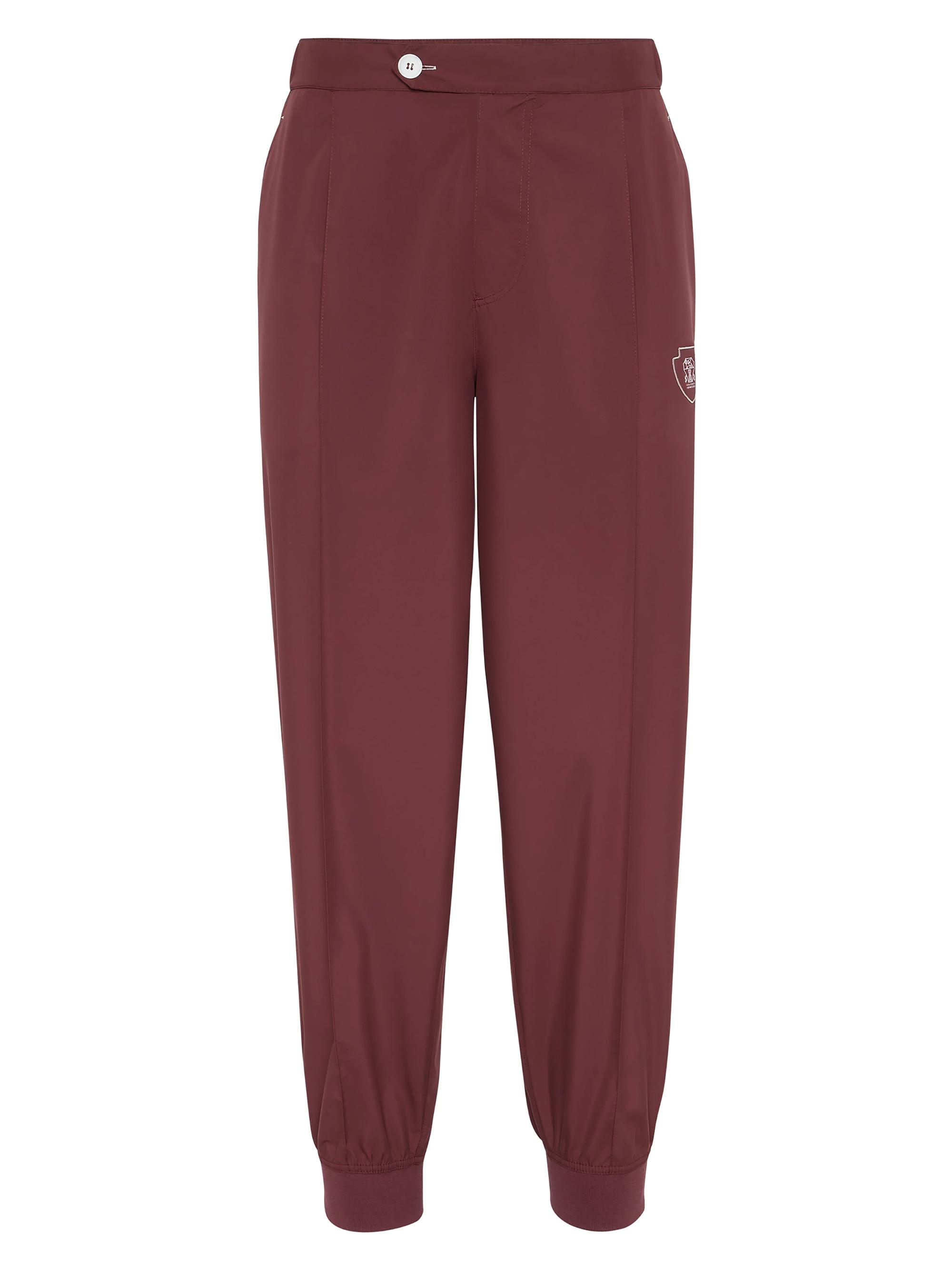 Brunello Cucinelli Men's Nylon Trousers with Tabbed Waistband - Amaranth Red