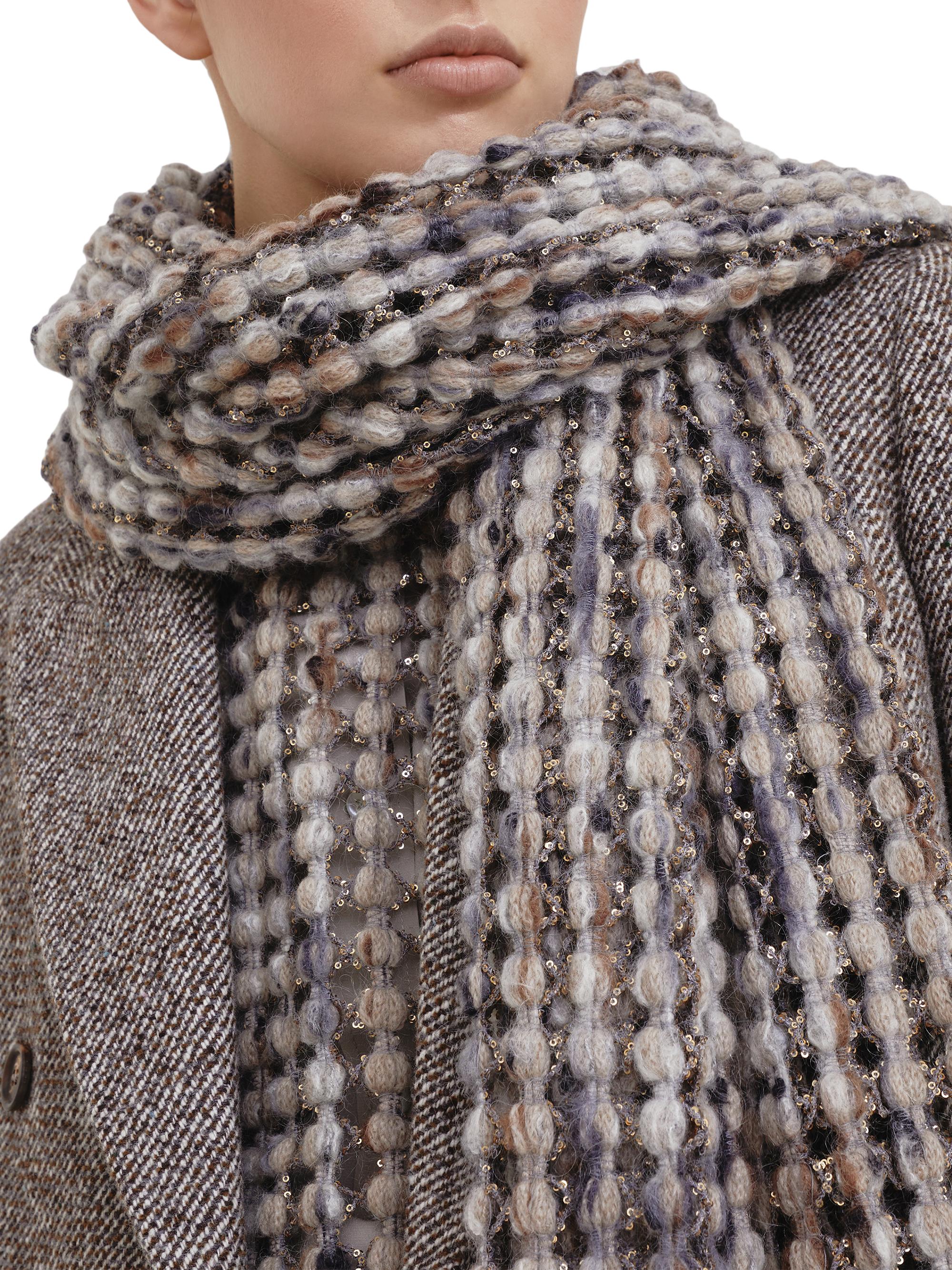 Brunello Cucinelli Women's Balloon Net Embroidery Knit Scarf - Anthracite