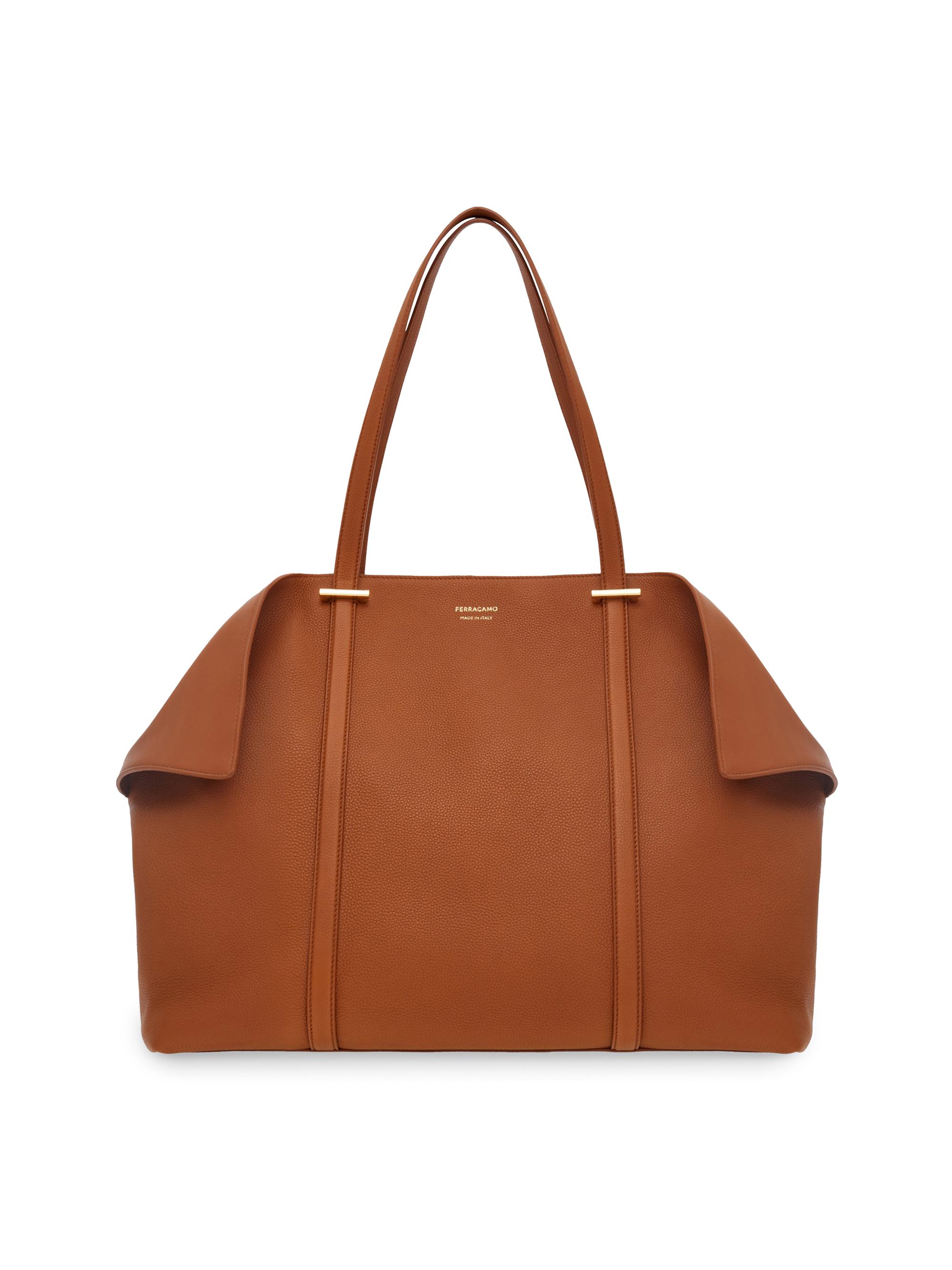 FERRAGAMO Women's  Scarf Leather Top Handle Bag - Naturale Resort