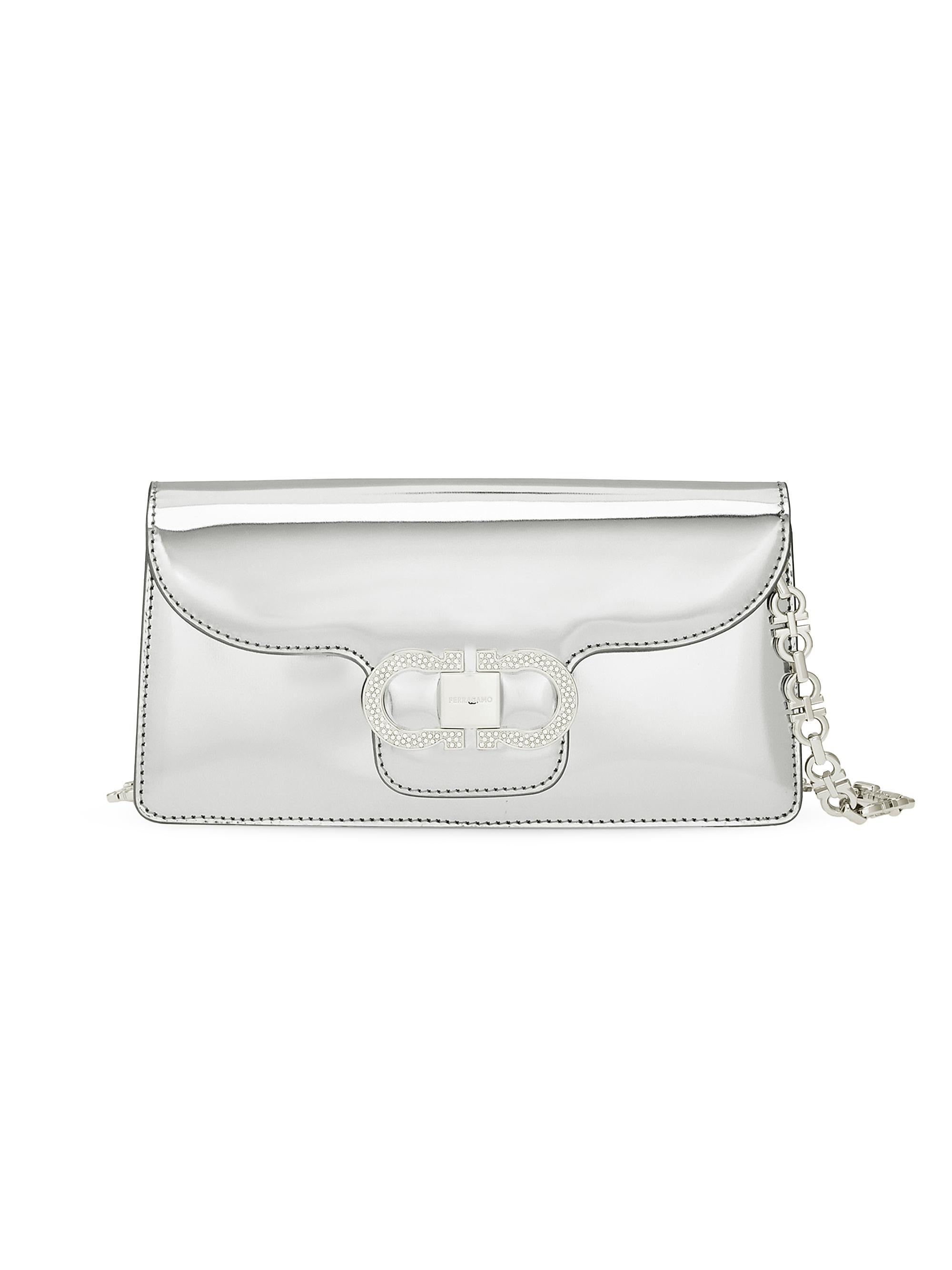 FERRAGAMO Women's Mini Gancini Leather Shoulder Bag - Argento