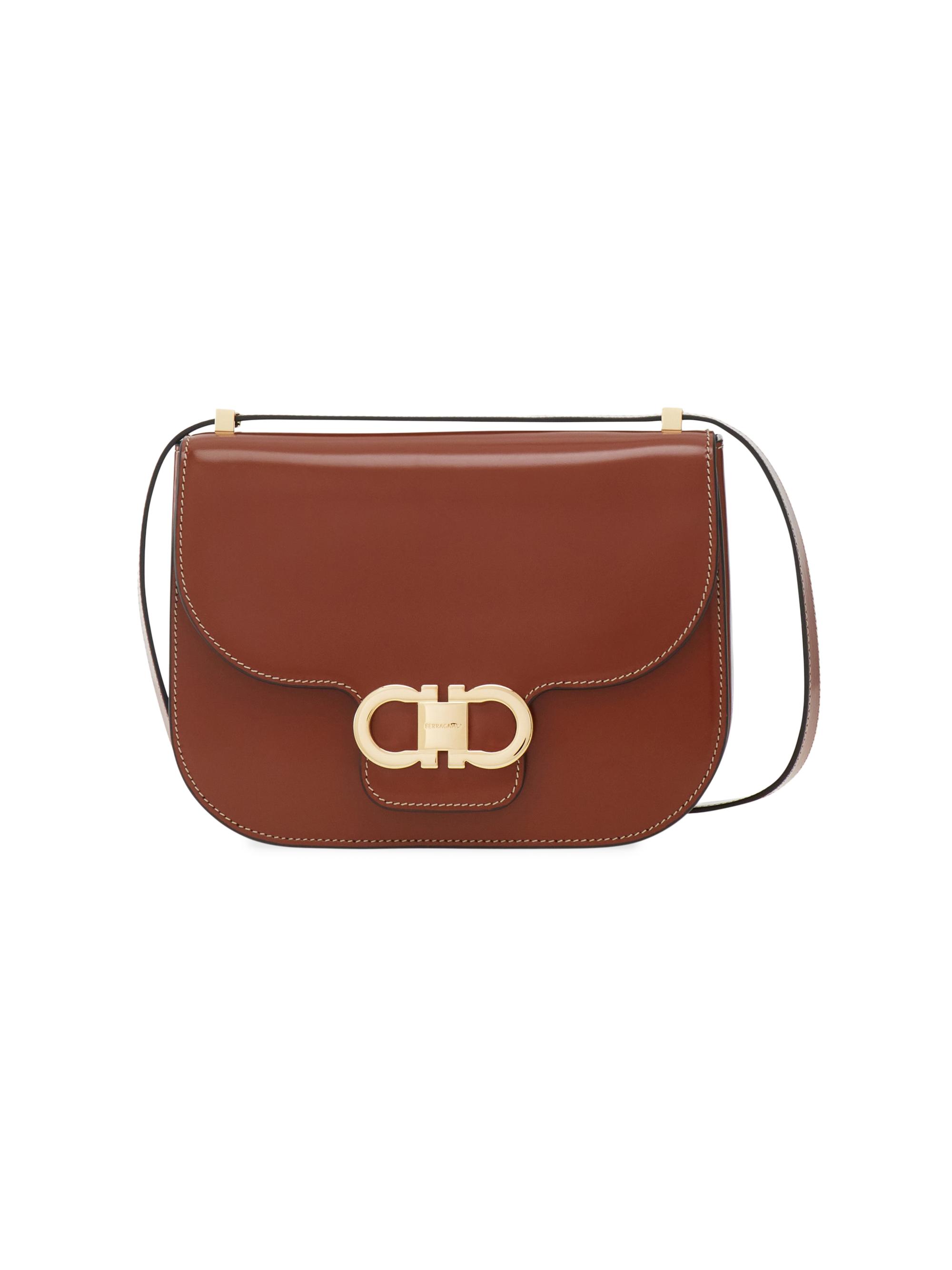 FERRAGAMO Women's Gancini Faux-Leather Crossbody Bag - Dark Cognac