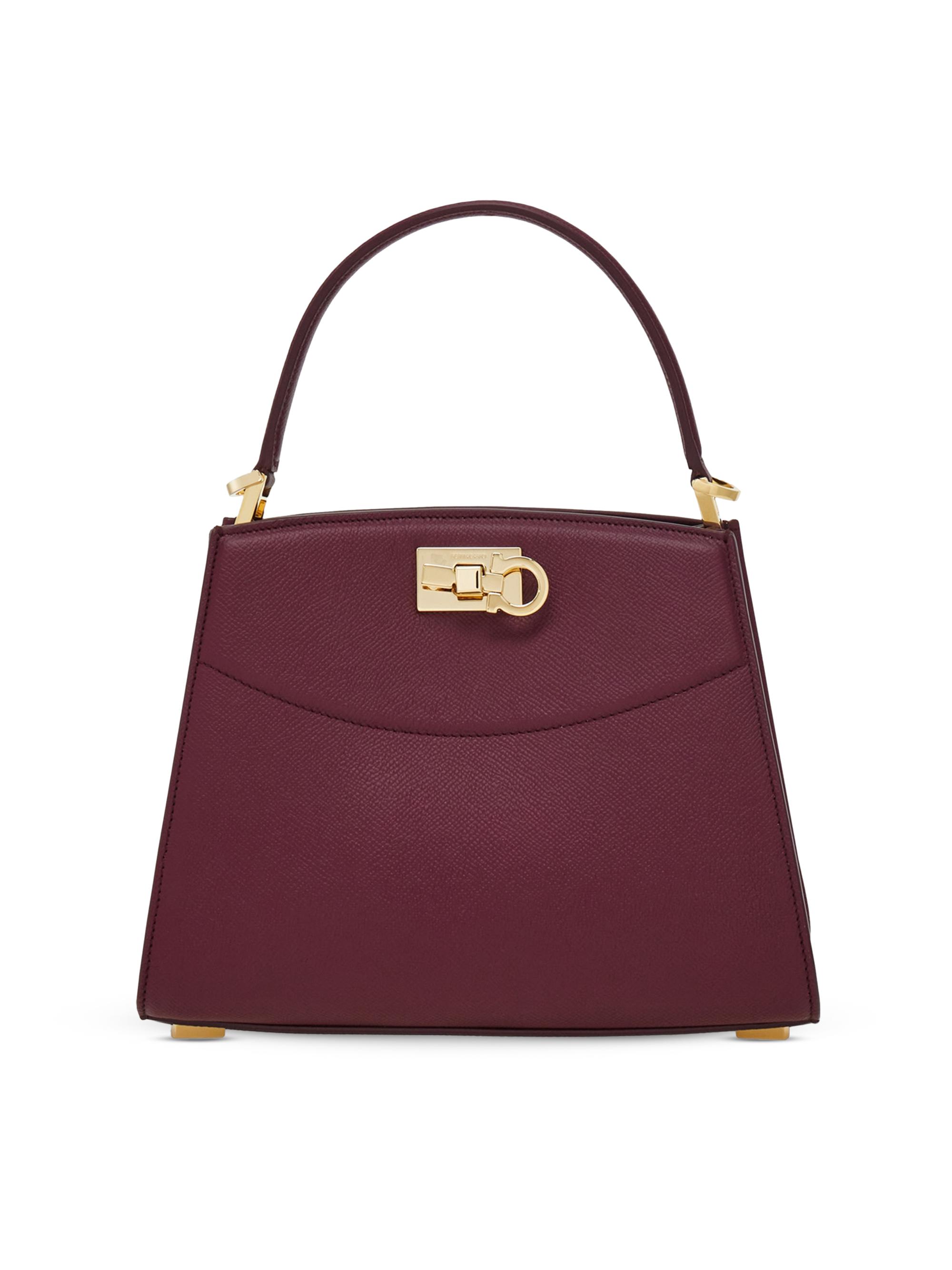FERRAGAMO Women's Studio Box Leather Top Handle Bag - Plum