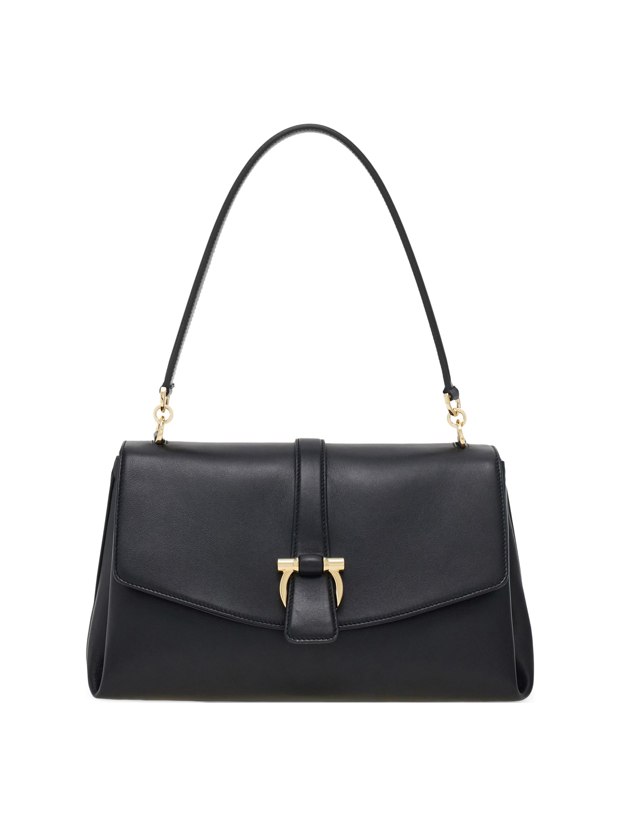 FERRAGAMO Women's  Gancini-Buckle Leather Top Handle Bag - Nero