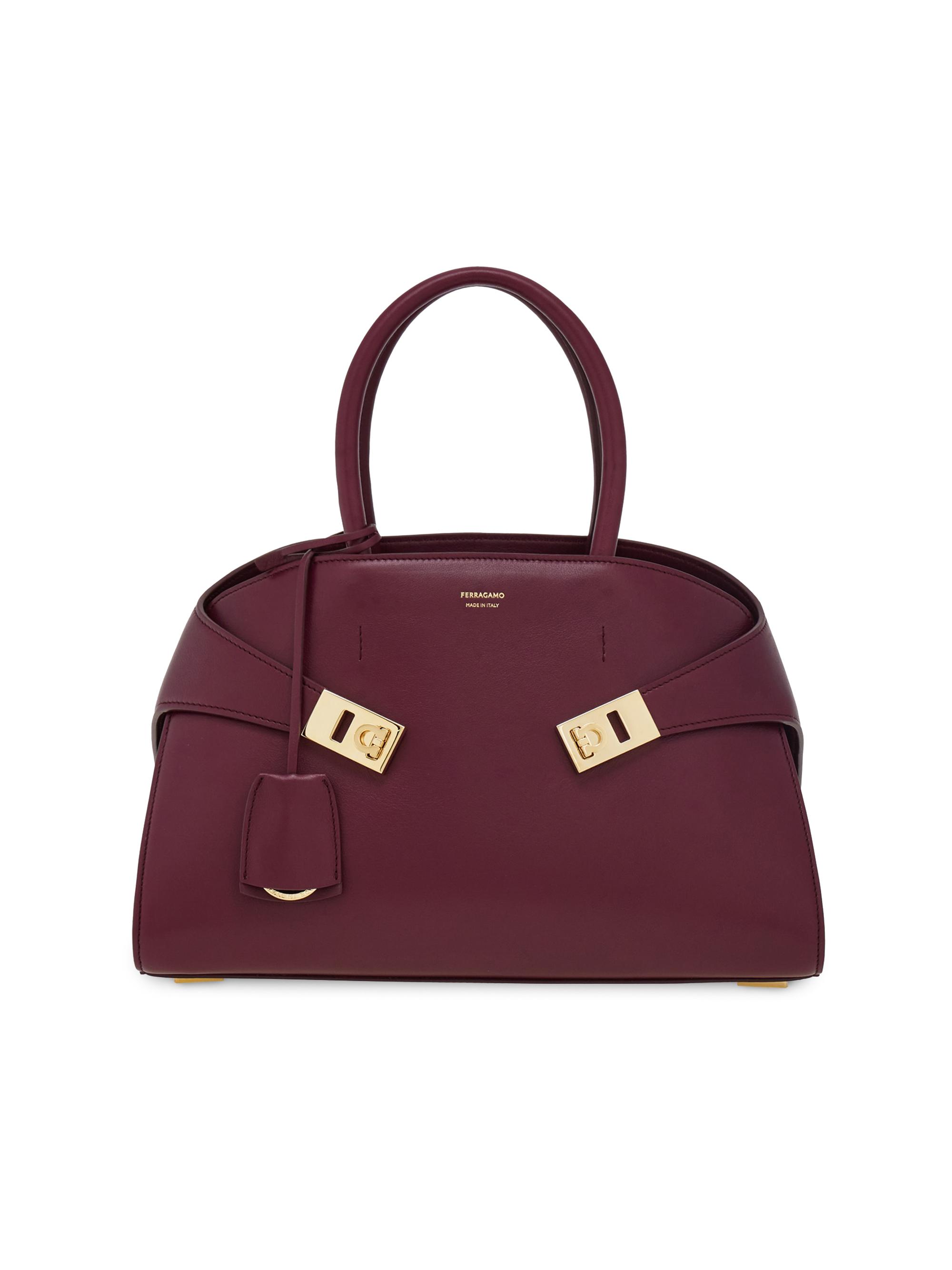 FERRAGAMO Women's  Hug Leather Top Handle Bag - Plum