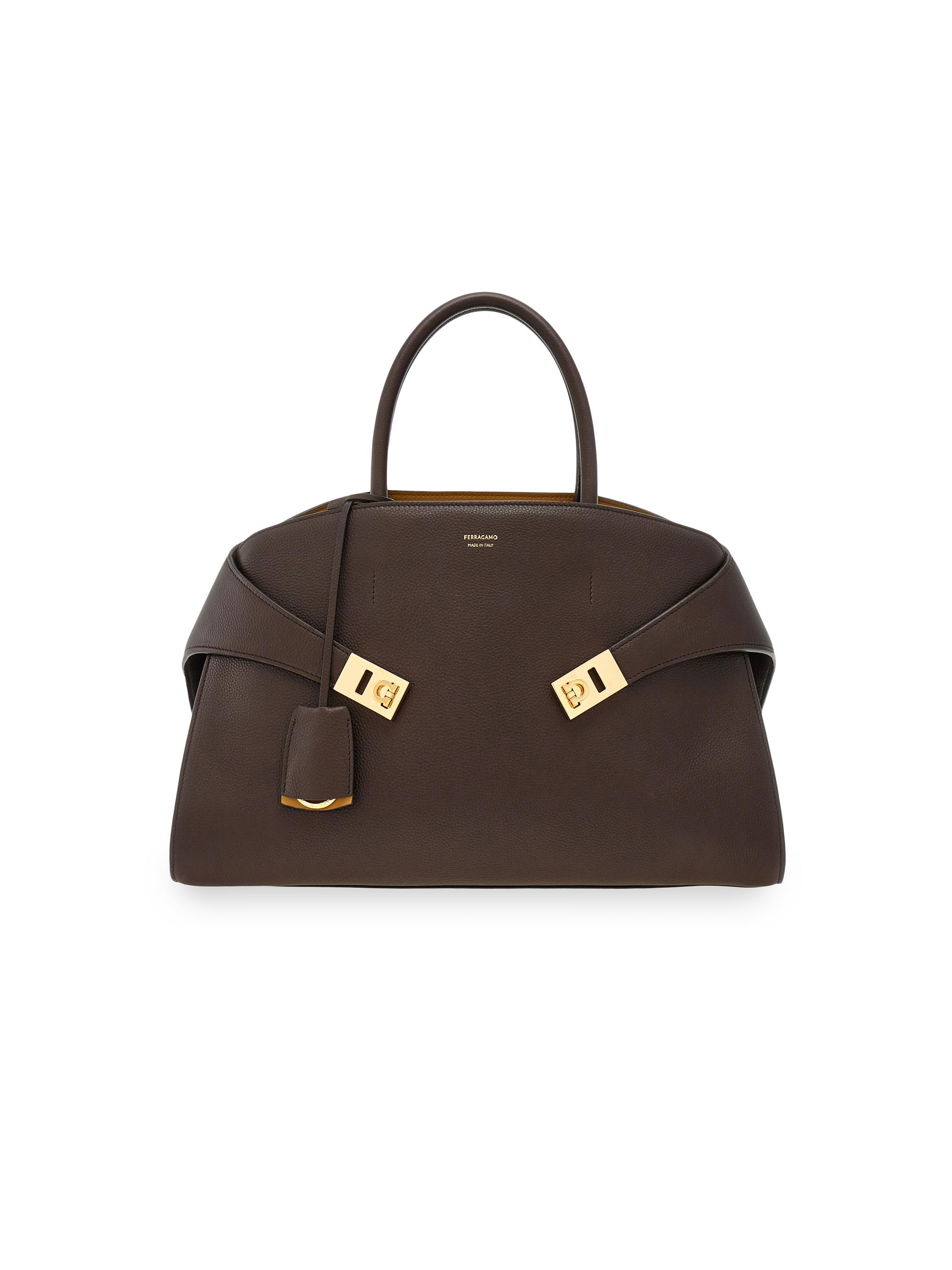 FERRAGAMO Women's  Hug Leather Top Handle Bag - Testa Burnt Ocra