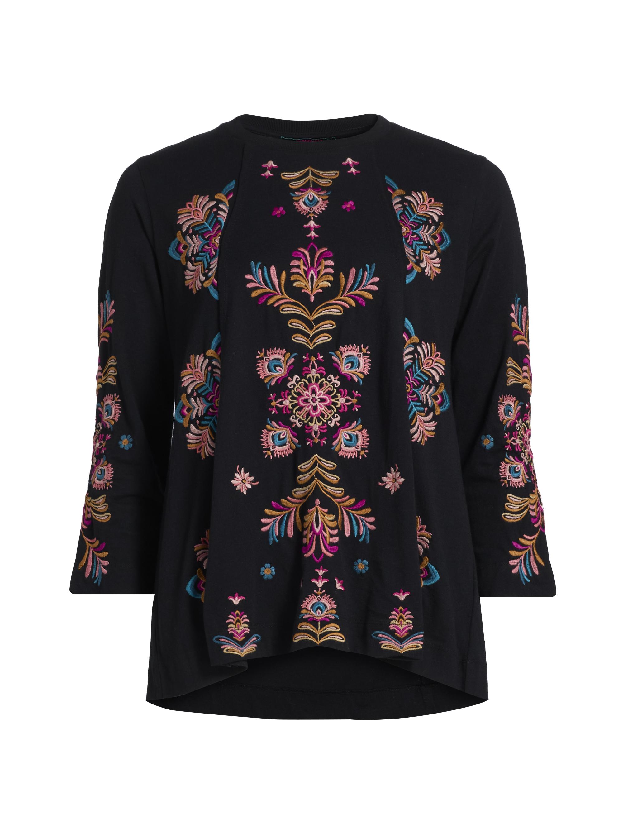 Johnny Was Women's Brandi Raw-Seam Swing T-Shirt - Black