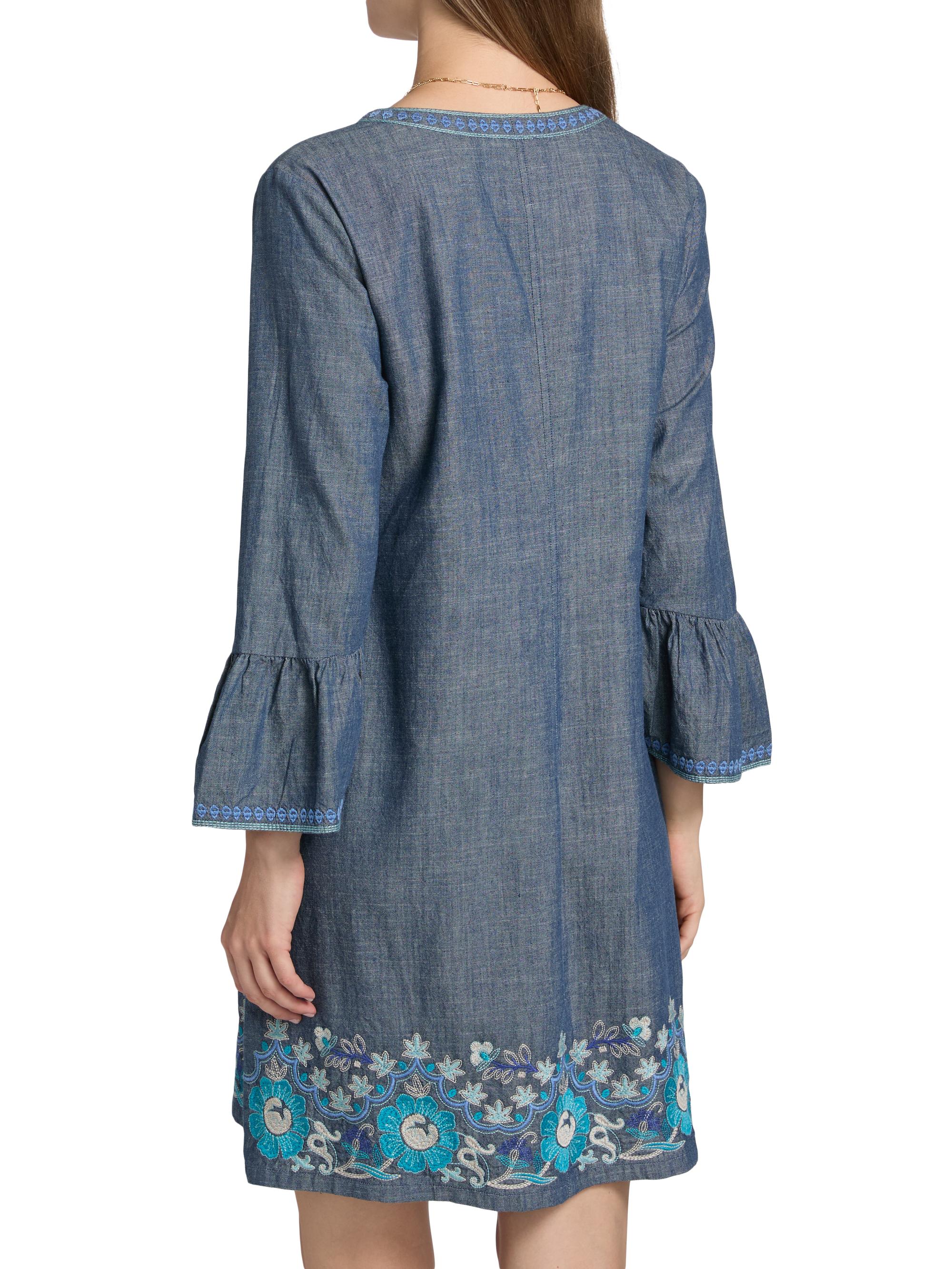 sachin and babi light blue dress Johnny Was W37025-8 Ruffle Sleeve Dress-Kikio (S)