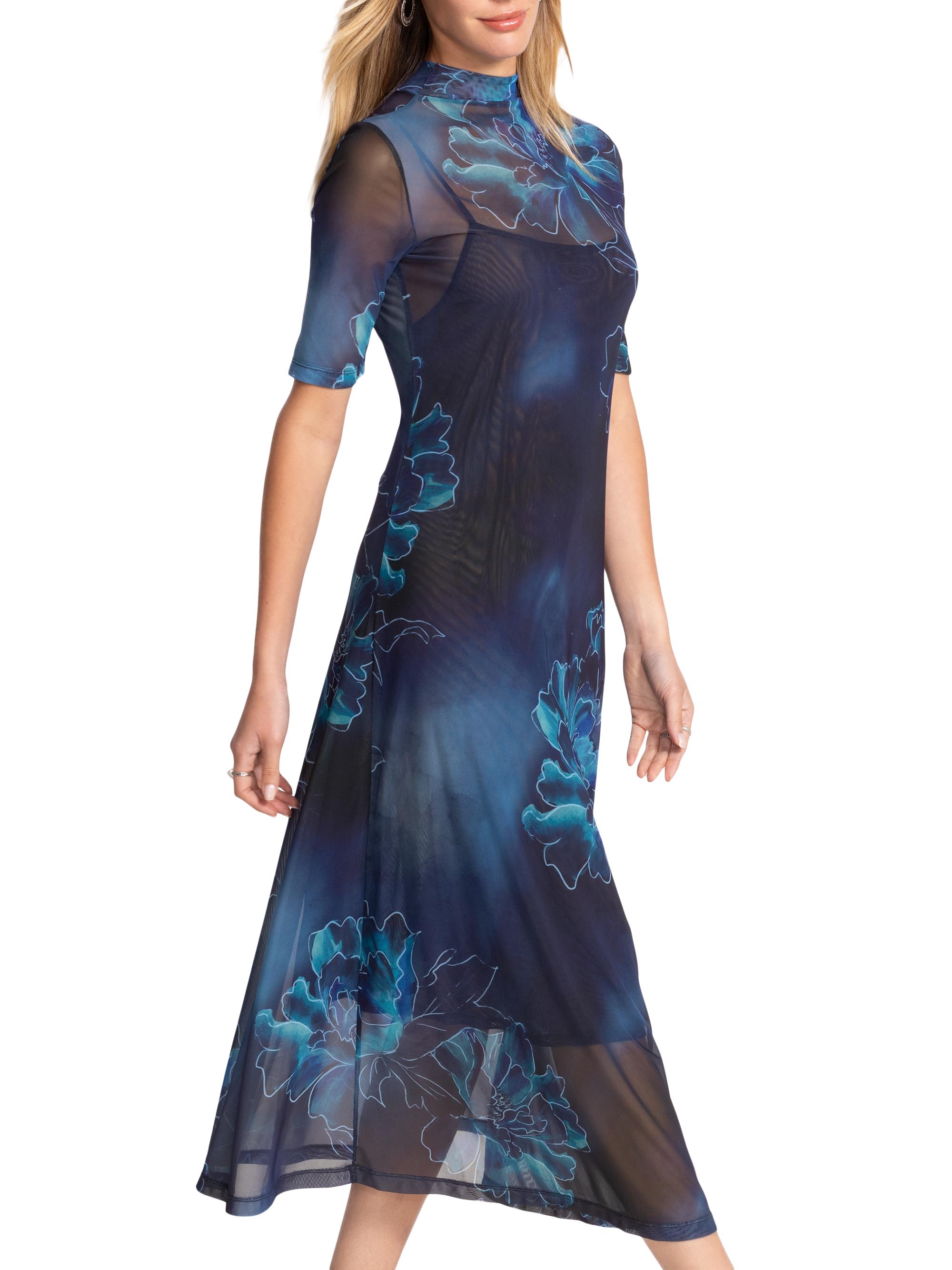 Athena Floral Mesh Midi-Dress