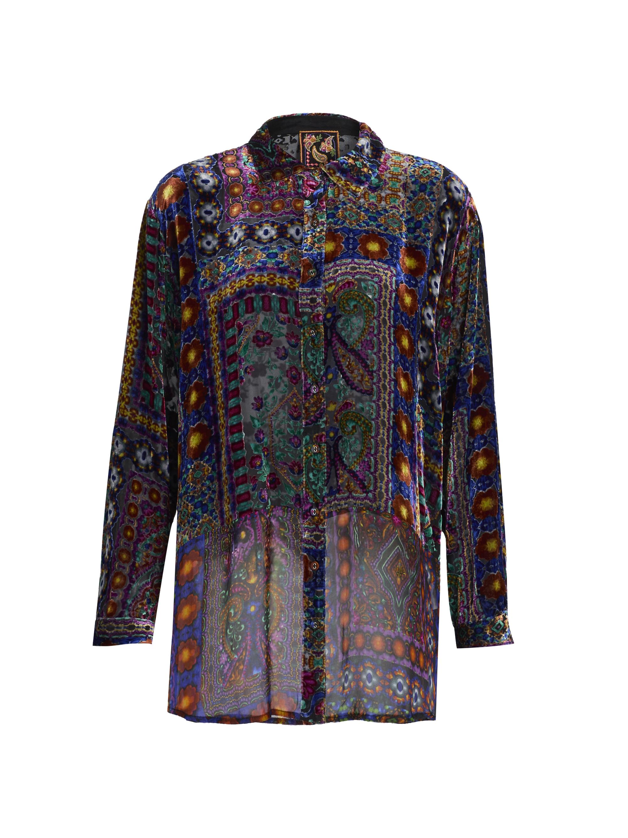 Johnny Was Axelle Floral Velvet Burnout Shirt | Saks Fifth Avenue