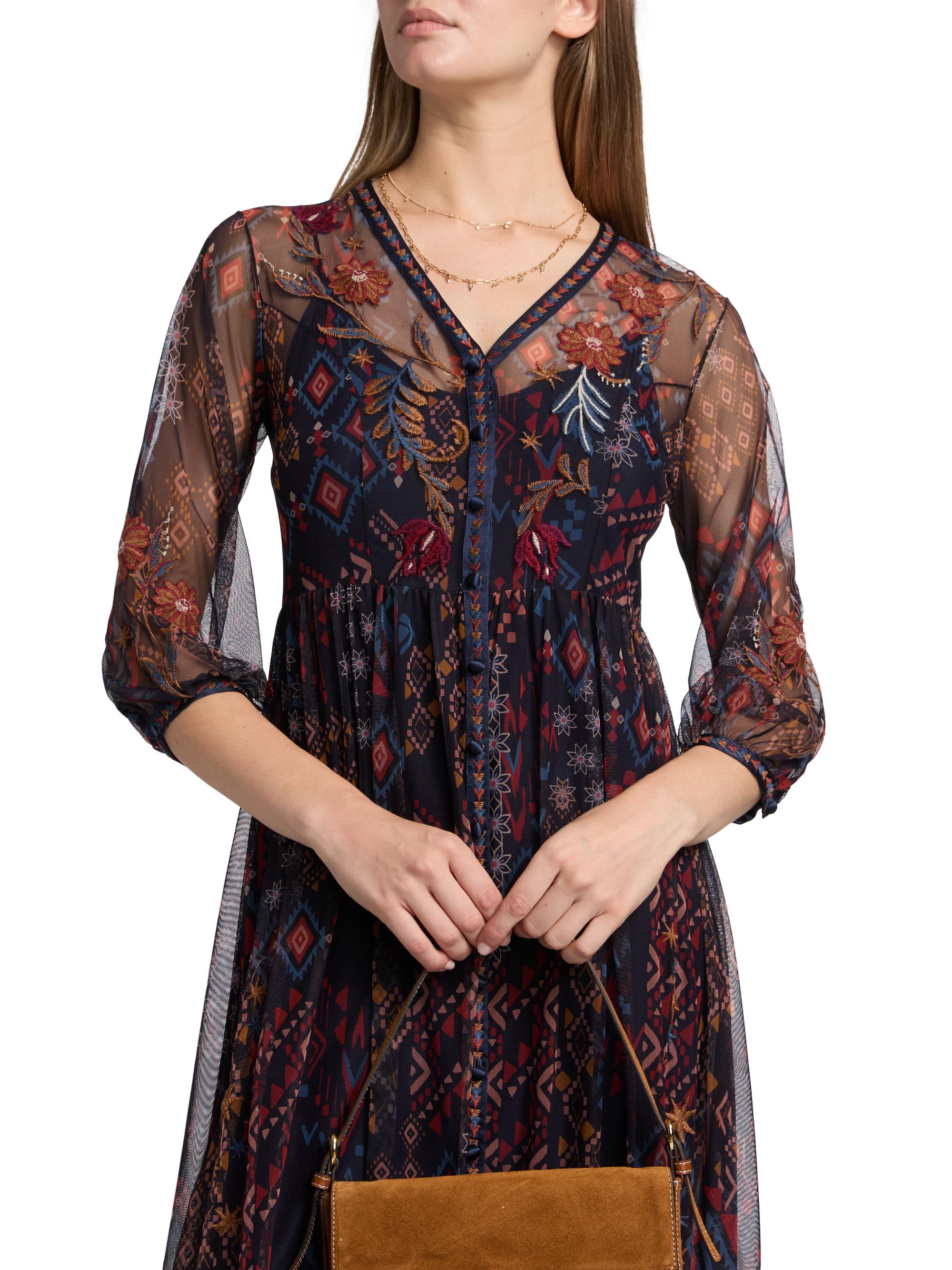 Johnny Was Theia Monika Mesh Midi-Dress - Monika 62% Off | Vtir