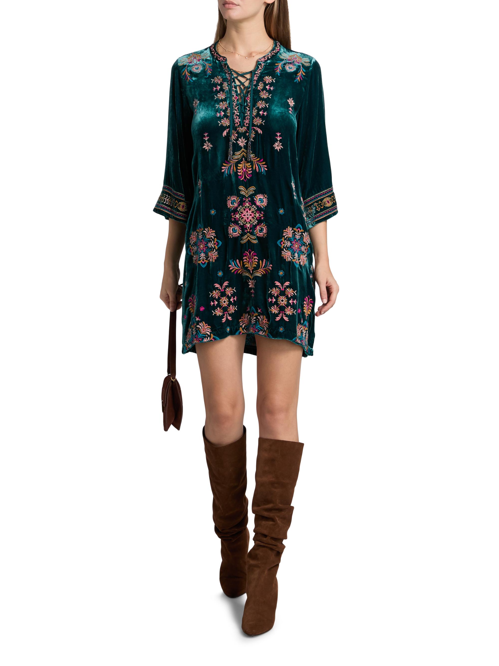 Johnny Was Brandi Embroidered Velvet Dress | Saks Fifth Avenue