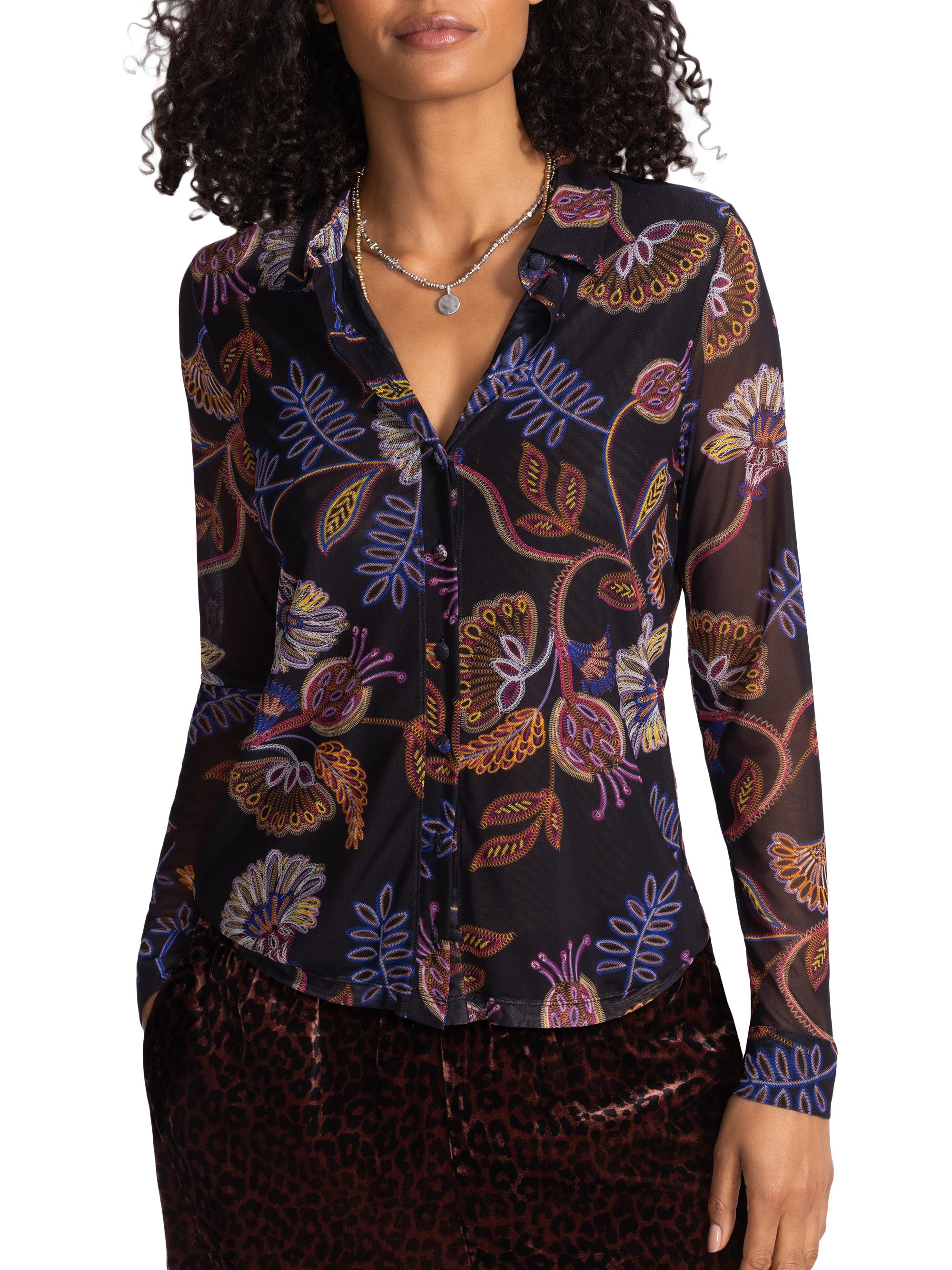 Johnny Was Women's Devin Floral Stretch Button-Front Shirt - Ginnie
