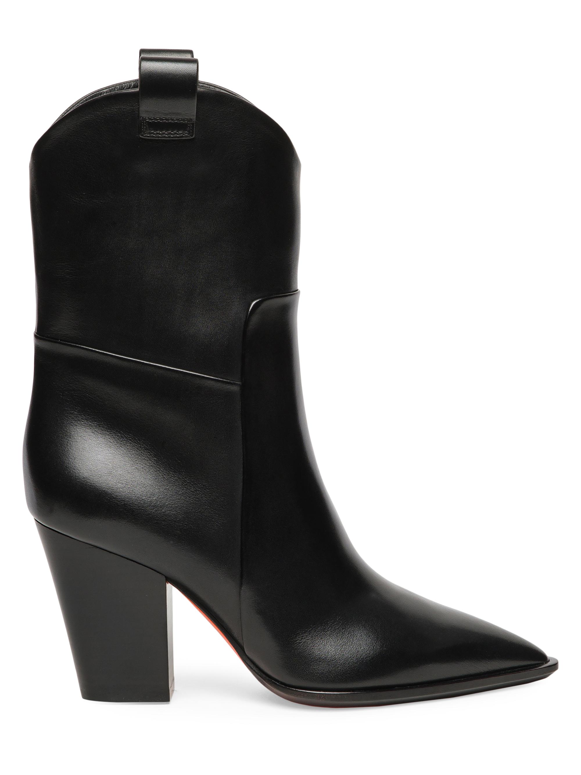 Santoni Women's Sharla 85MM Leather Boots - Black